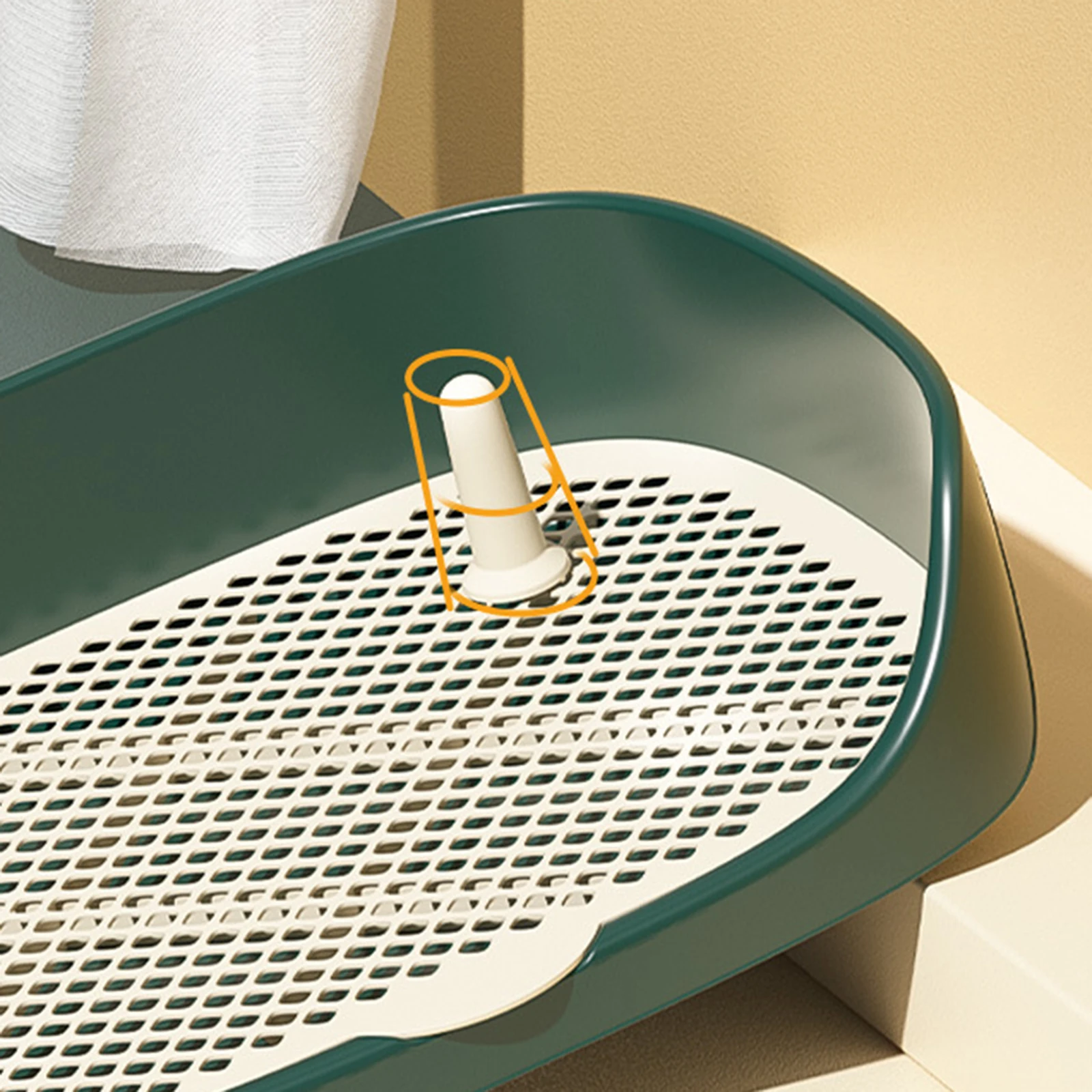 Inodoro para perros y gatos, portátil, para interiores y exteriores, con protección, soporte para almohadilla de entrenamiento de pared, lavabo, caja de arena, entrenador Corne