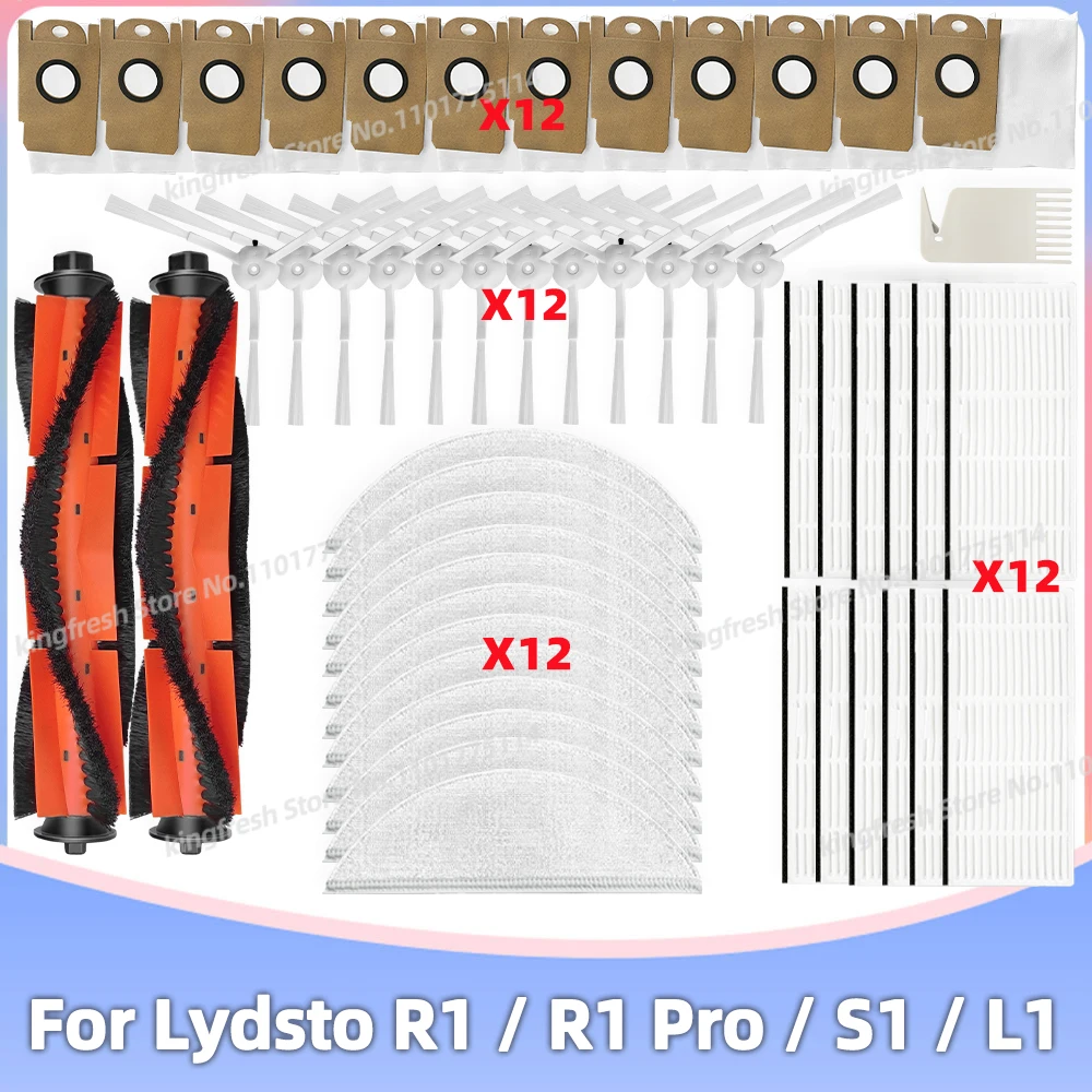 Compatible con Repuestos XiaoMi Lydsto R1 / R1A / R1D / R1 Pro / S1 / L1 Repuestos Accesorios Rodillo Cepillo Lateral Filtro Hepa Almohadillas Mop Paños Bolsa de Polvo