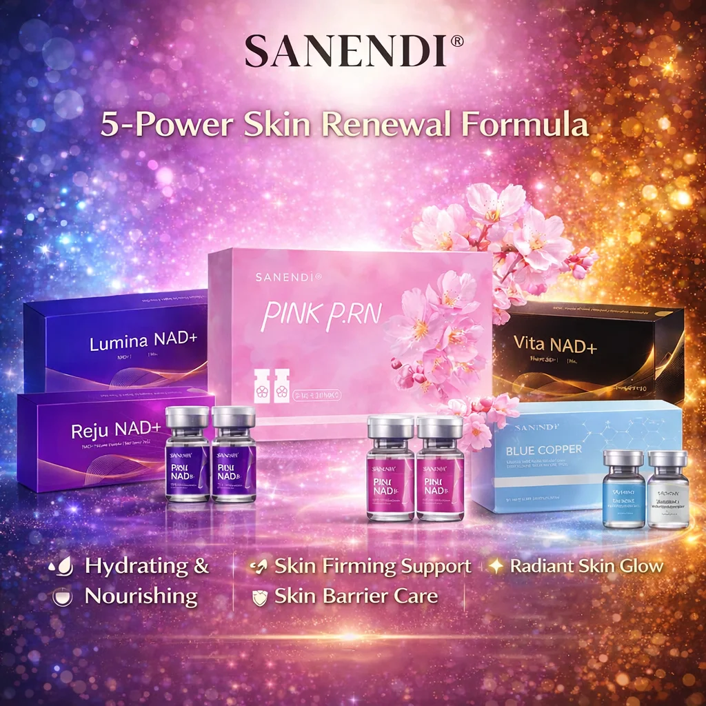 Sanendi NAD+ Pink PDRN, Sérum Facial con Ácido Hialurónico, Esencia Facial con Vitamina Cobre, Péptidos de Colágeno, Set de Cuidado de la Piel Coreano