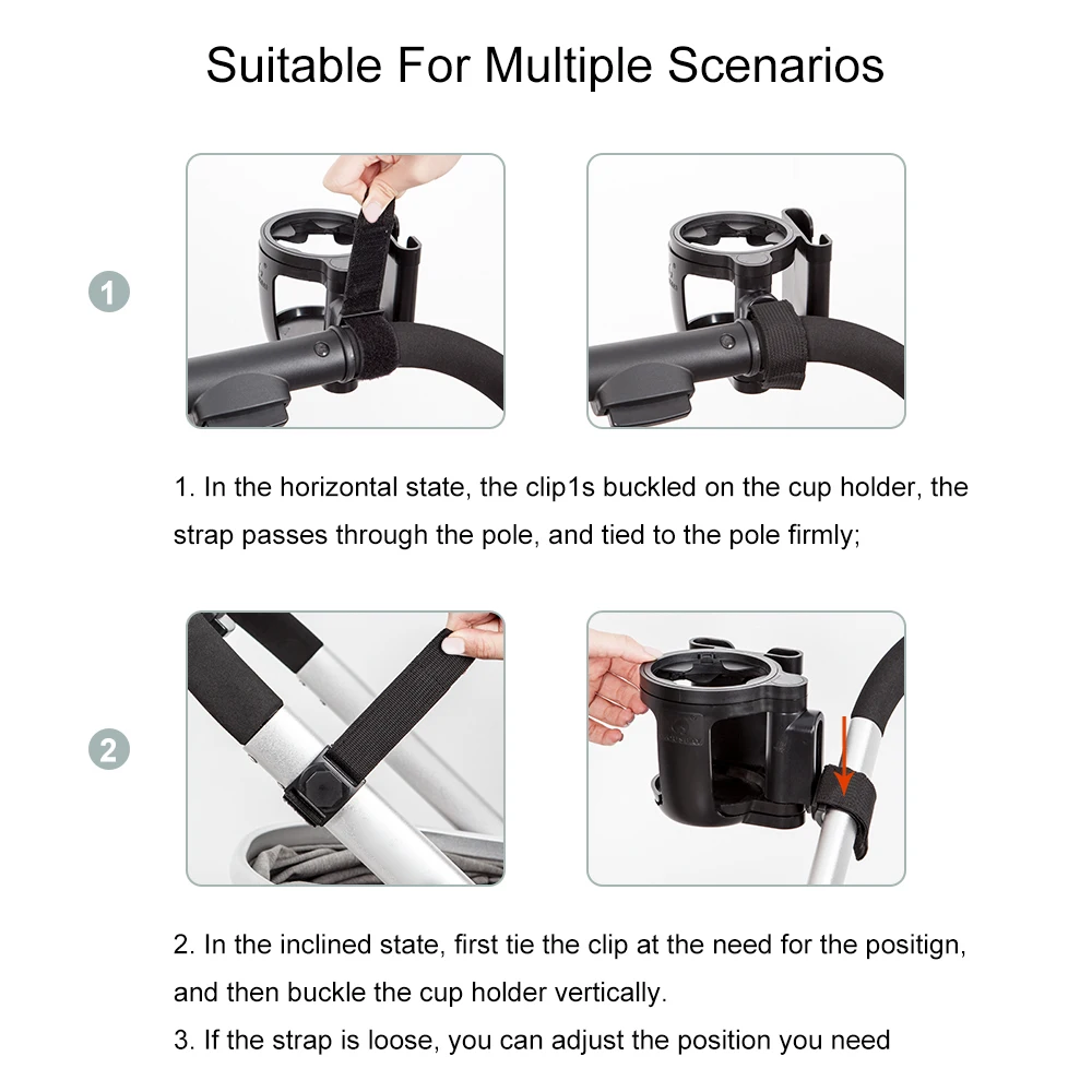 Portavasos para cochecito, soporte para teléfono, botella de leche, portavasos para bebidas, conversión de 2 tazas para cochecito de bebé Universal, accesorios para cochecito de bebé