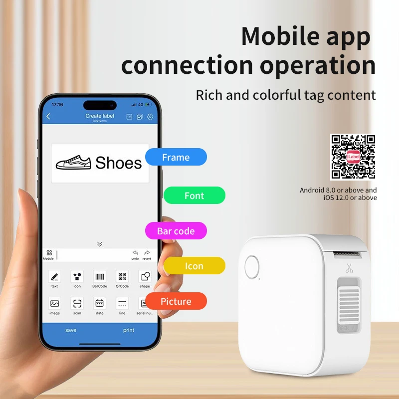 Mini impresora de etiquetas HZTZ, impresora de etiquetas autoadhesiva de bolsillo inteligente, fabricante de etiquetas de precio Bluetooth para el hogar