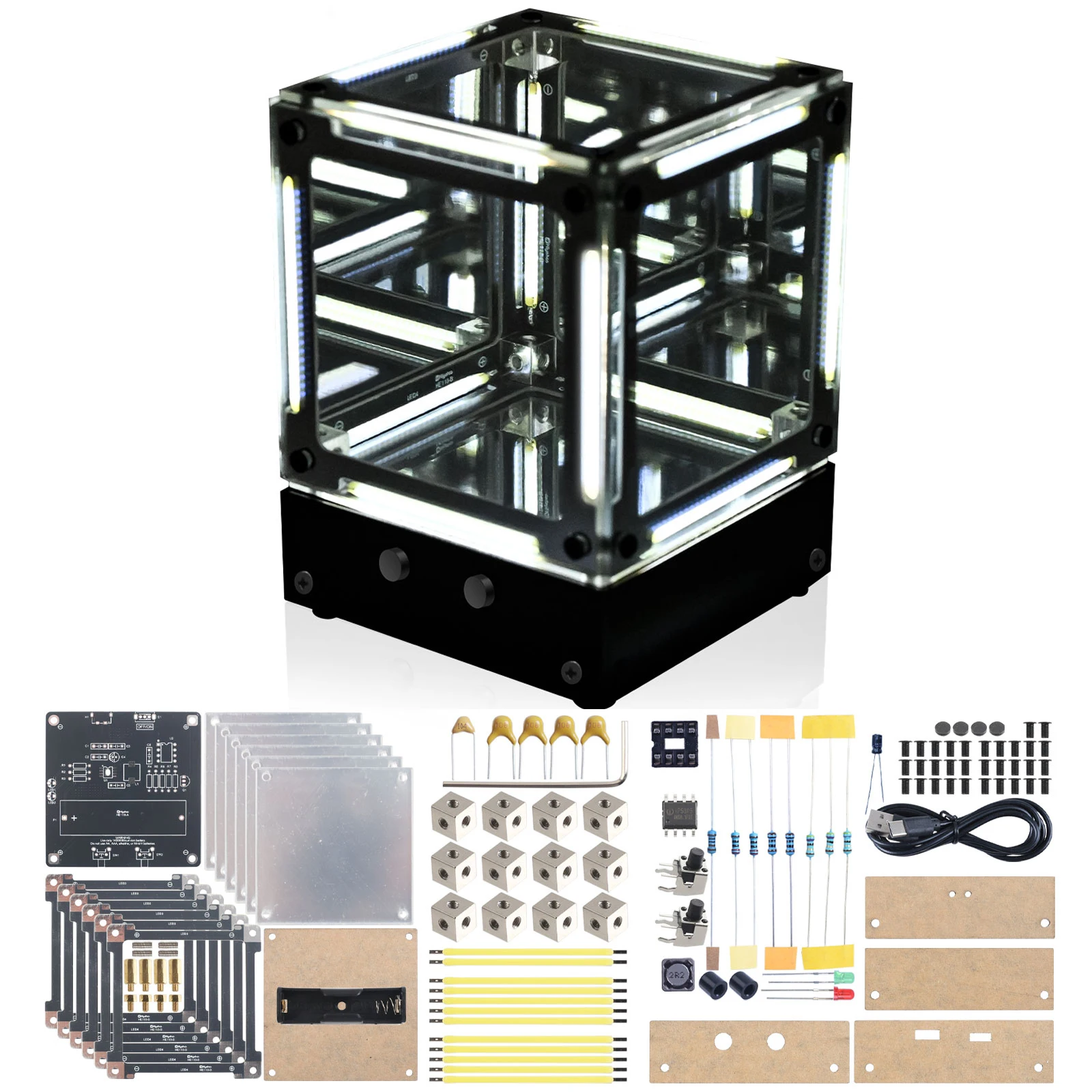 Kit de práctica de soldadura con luz nocturna DIY, lámpara de escritorio LED ajustable, Kit electrónico de cubo mágico, regalo único y proyectos de aprendizaje STEM