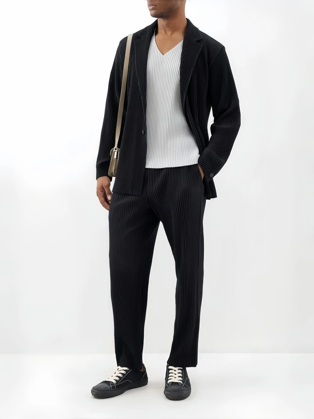 Pantalones plisados Miyake para hombre, pantalones rectos holgados, pantalones casuales de moda, pantalones plisados Miyake de estilo japonés