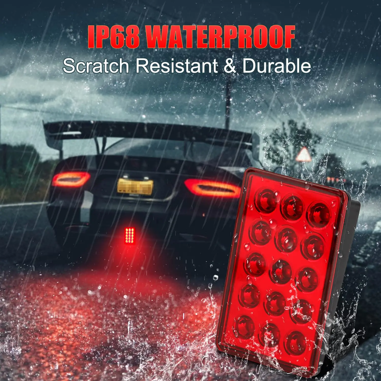 Luces piloto de freno Led estilo F1, luces traseras de 12V y 15led, luces de señal de seguridad de parada inversa de advertencia de Flash automático para coche, SUV y Moto