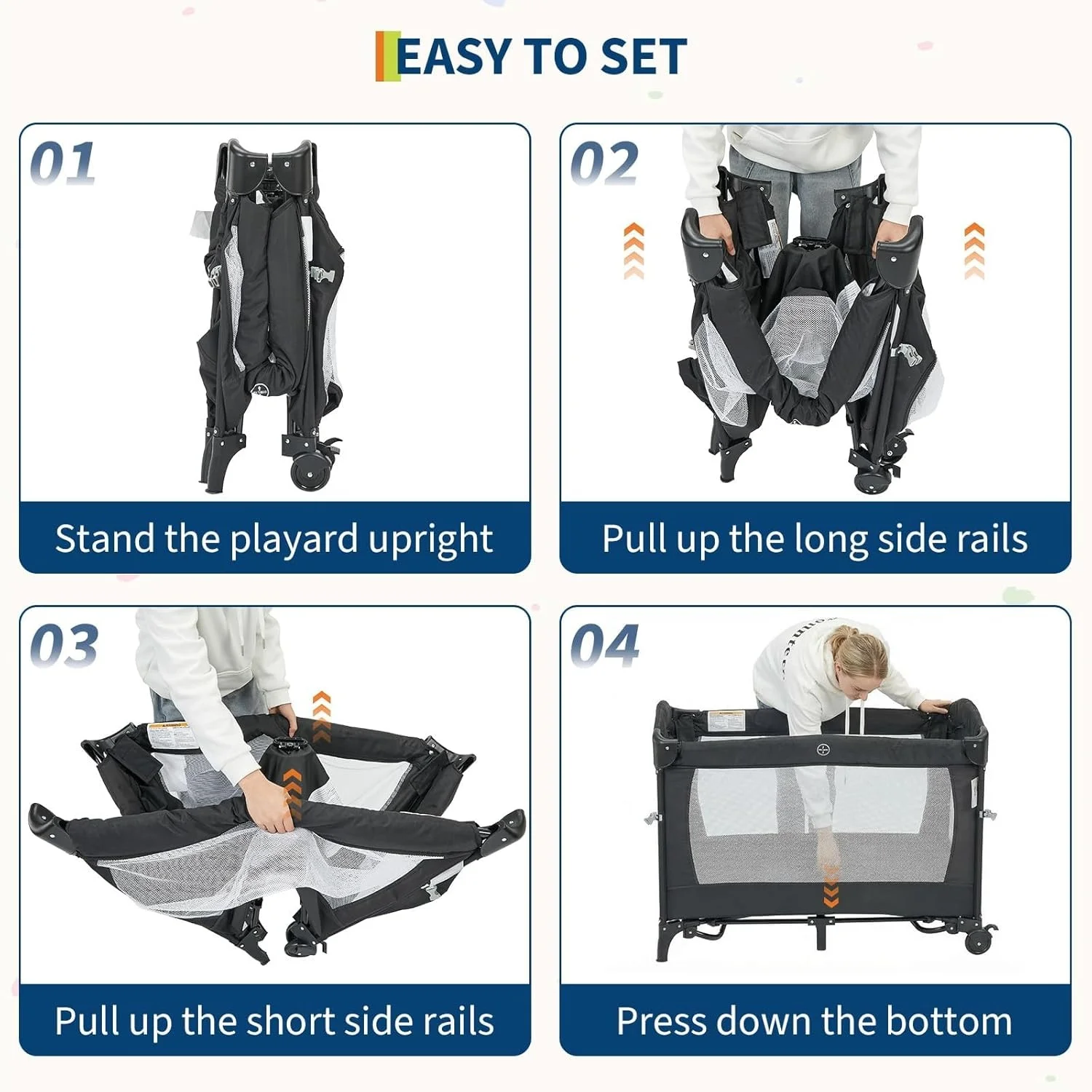 Cuna 4 en 1 para bebé y cuna para dormir de lado, cuna de viaje con cambiador incluido, colchón, bolsa de almacenamiento y colgador para juguetes para recién nacidos y niños pequeños