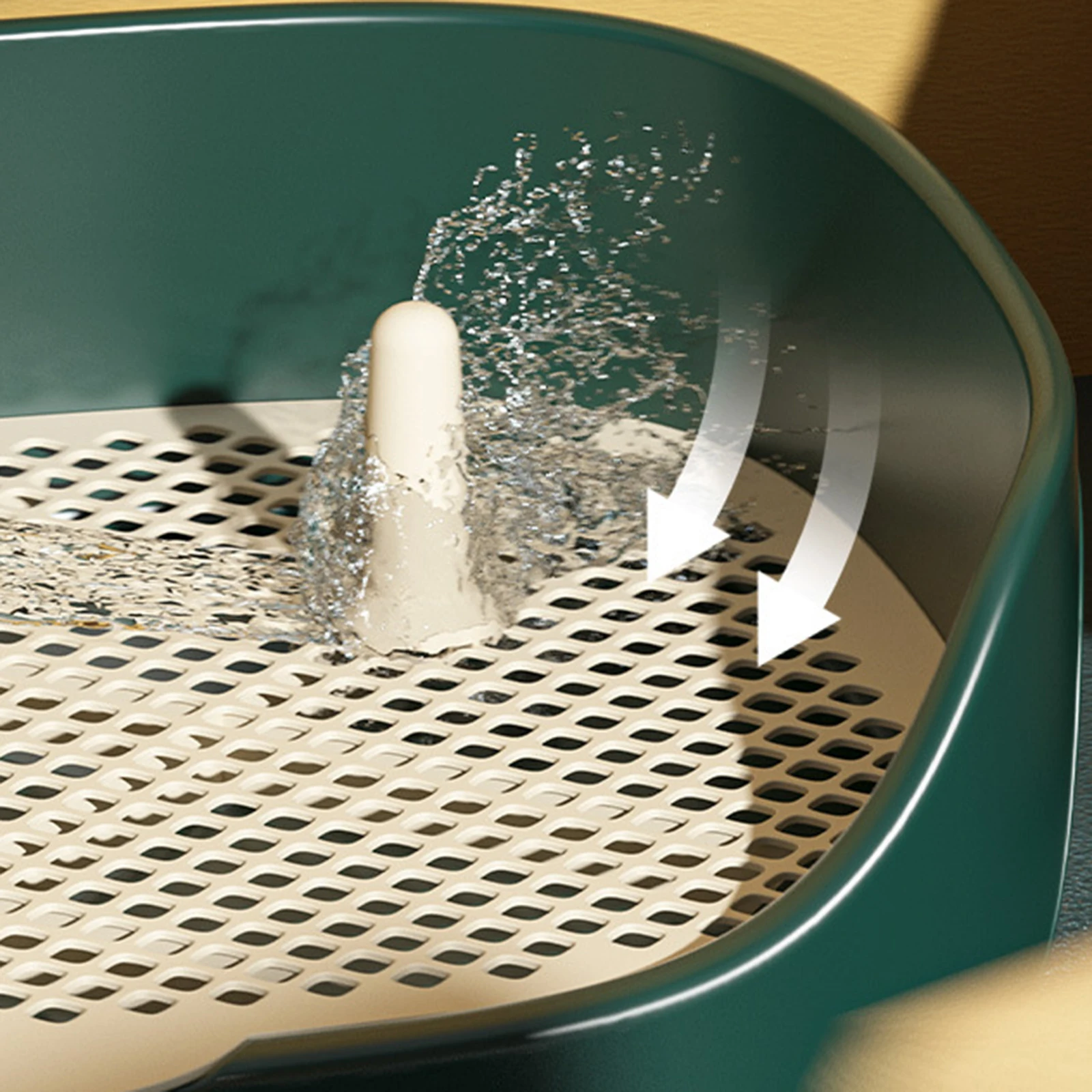 Inodoro para perros y gatos, portátil, para interiores y exteriores, con protección, soporte para almohadilla de entrenamiento de pared, lavabo, caja de arena, entrenador Corne