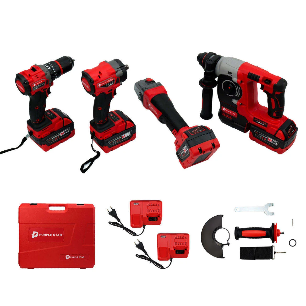 Juego de Herramientas Eléctricas Multifuncionales con Combinaciones Personalizables: Martillo Eléctrico, Llave de Impacto, Amoladora