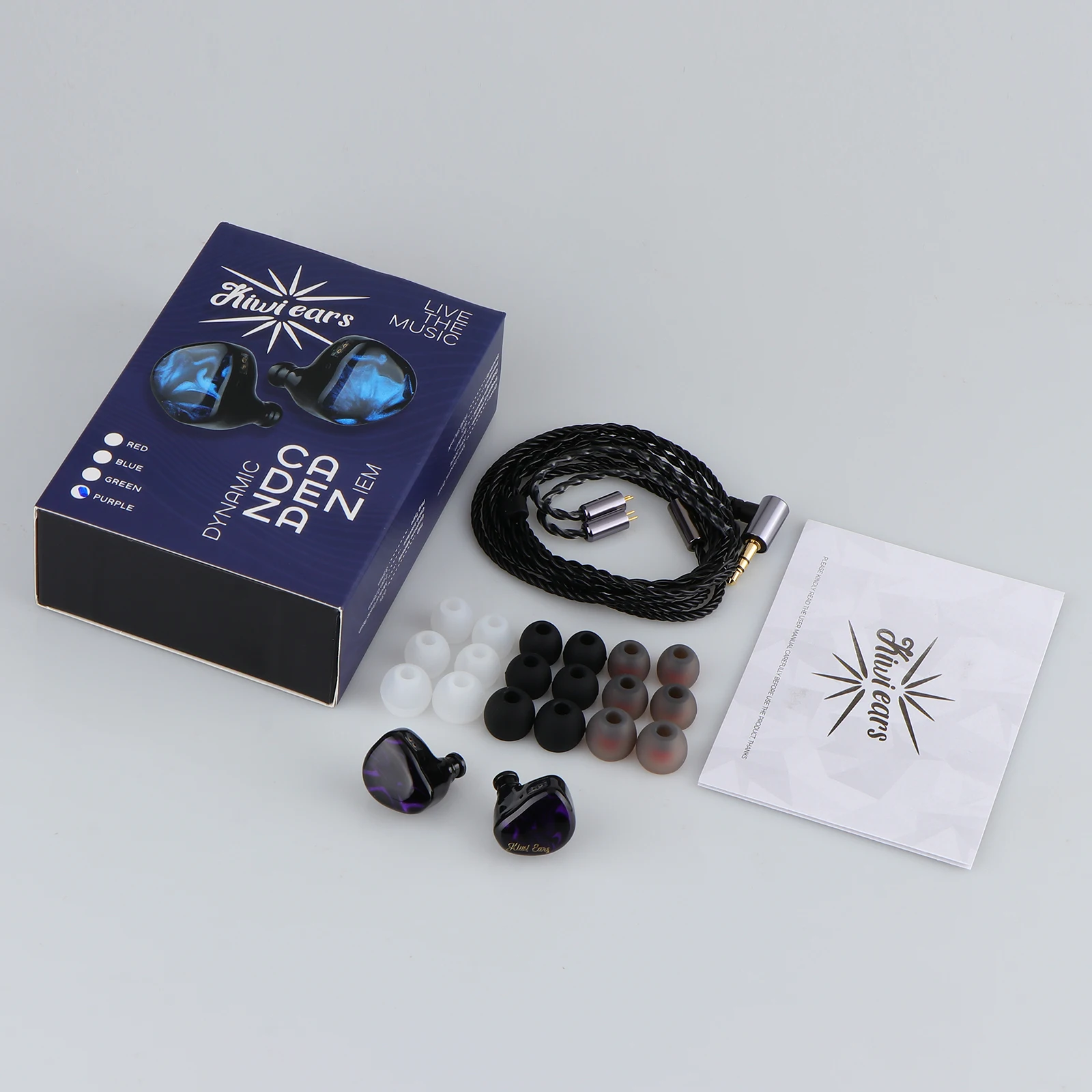 Linsoul Kiwi Ears Cadenza Controlador dinámico de berilio de 10 mm Cable de cobre trenzado de 4 núcleos IEM con terminación de un solo extremo de 3,5 mm