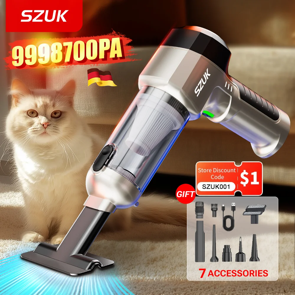 SZUK-aspiradora portátil C017MAX para coche, miniaspirador inalámbrico de gran succión, máquina de limpieza aspiradora para coche aspiradorá de mano aspirador de mano potente mini aspiradora portátil aspirador de mano