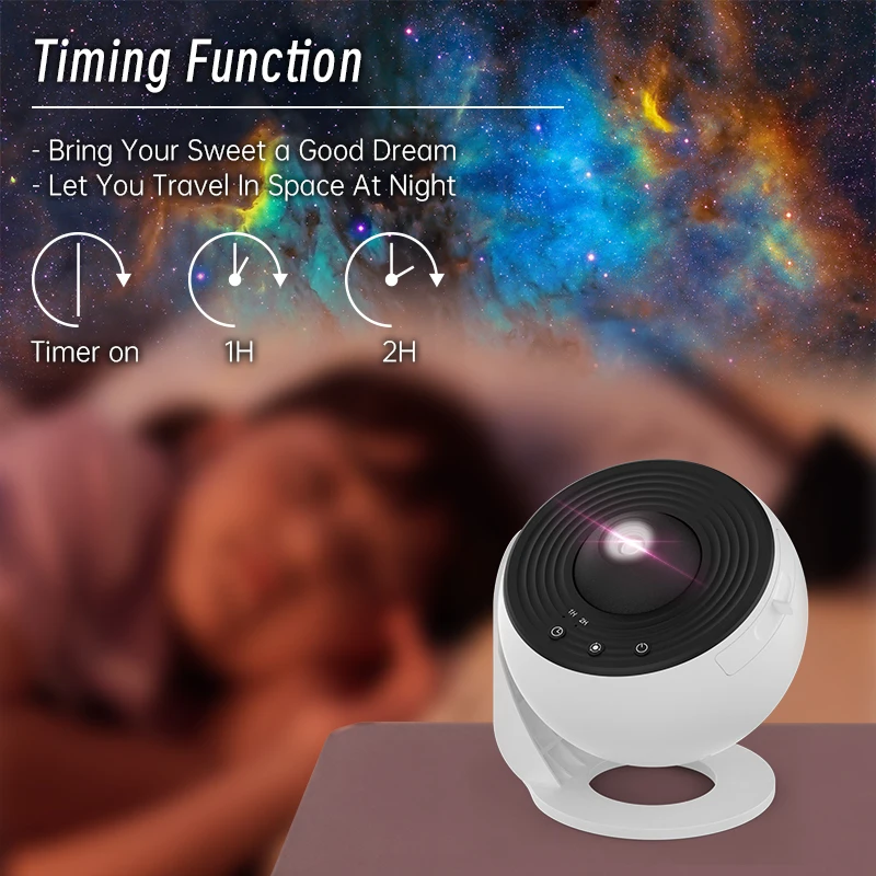Proyector de galaxia de luz nocturna Proyector de cielo estrellado 360 °   Lámpara planetaria giratoria para dormitorio de niños, regalo del Día de San Valentín, decoración de boda