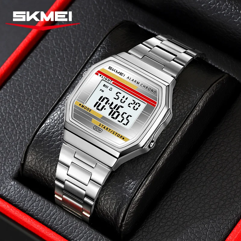 Reloj SKMEI 2514 Clásico Electrónico Digital Cuadrado con Cronómetro y Alarma, Estilo Retro, Reloj para Hombre, Relogio Masculino, Reloj Hombre, Homme