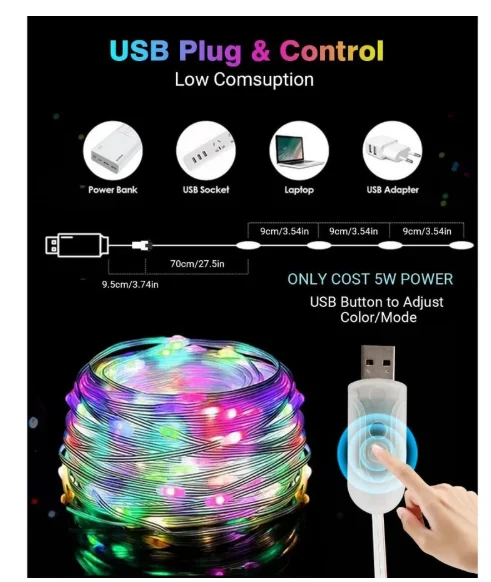 Flashes LED Ribbon RGB 10M con control de voz y aplicación Bluetooth USB Decoración navideña-Neverdie Store
