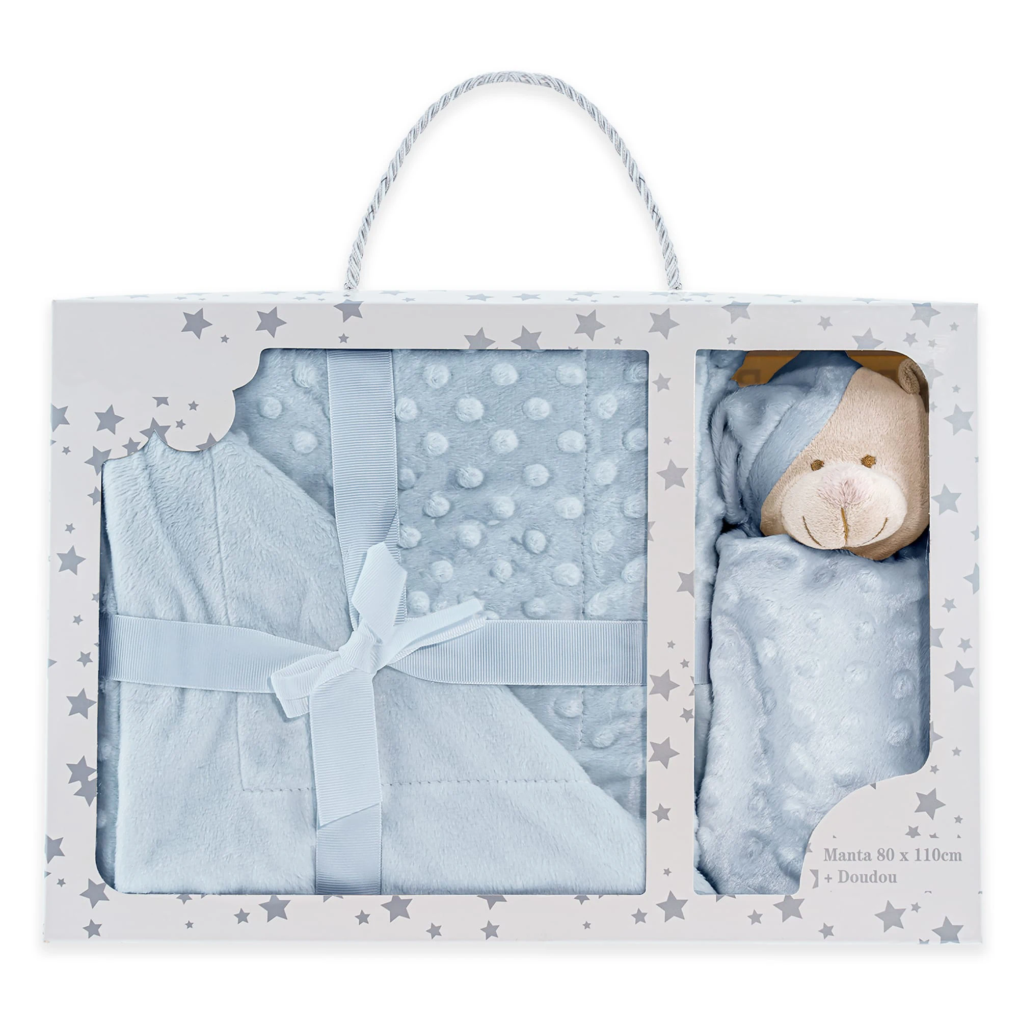 Manta Burbuja y Dou Dou Osito Manta extrasuave + doudou Osito Tacto Aterciopelado, Set de Regalo Bebe, Lavable, Textura en Relie
