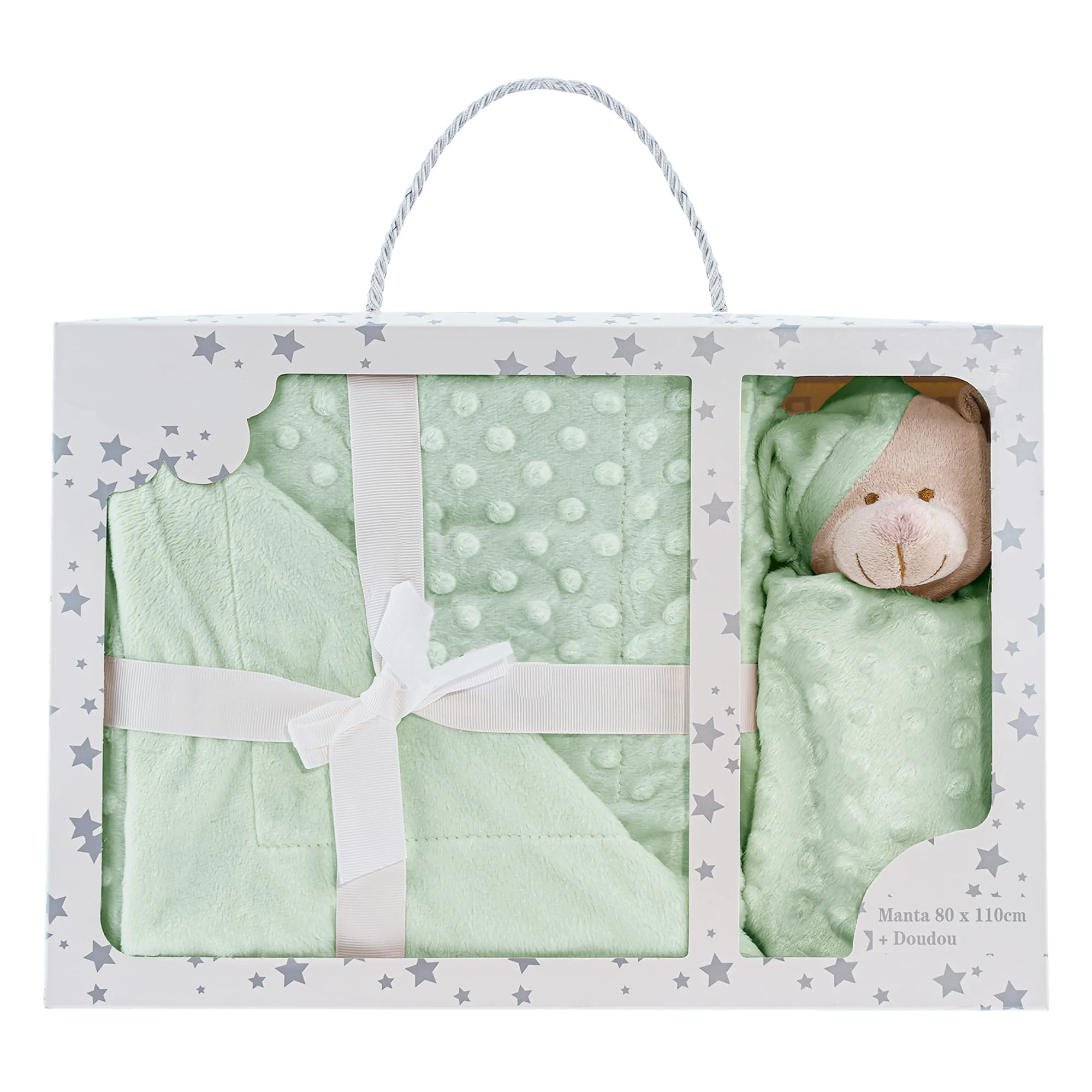 Manta Burbuja y Dou Dou Osito Manta extrasuave + doudou Osito Tacto Aterciopelado, Set de Regalo Bebe, Lavable, Textura en Relie