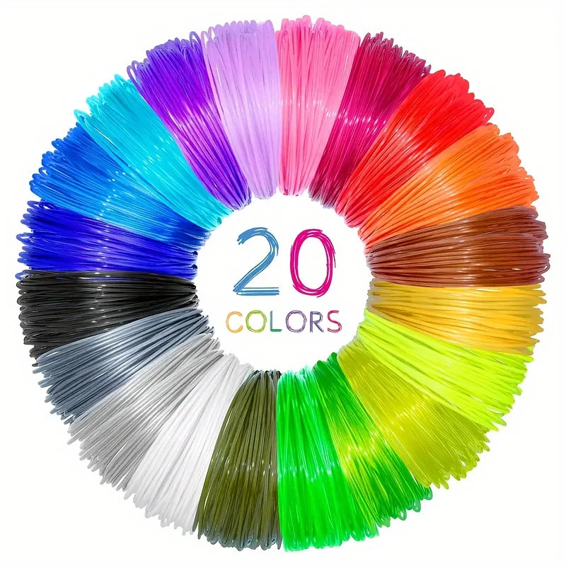 Juego de 20 Lápices de Impresión 3D de Colores, Lápiz de Impresión 3D para Manualidades, Filamento PLA para Graffiti, Dibujo Artístico y Diseño Hecho a Mano