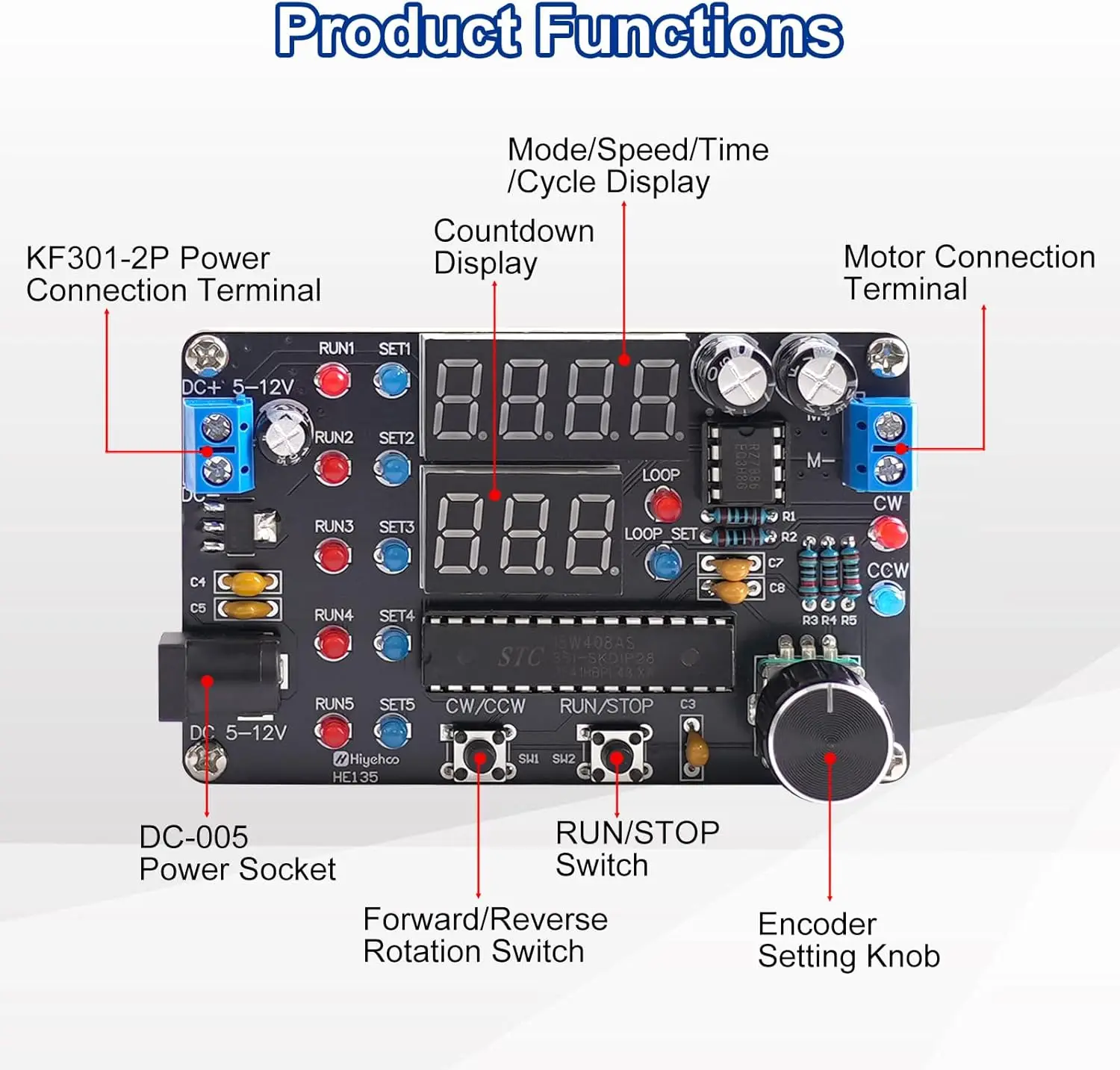 Kit de Práctica de Soldadura para Controlador de Velocidad de Motor DC Programable, Módulo de Control de Motor DIY con Temporizador de Avance/Retroceso y Modos de Bucle