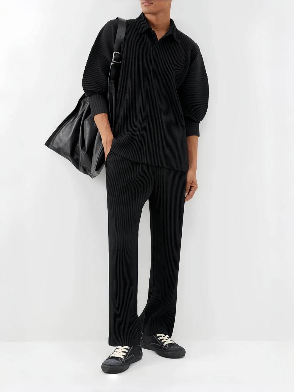 Pantalones plisados Miyake para hombre, pantalones rectos holgados, pantalones casuales de moda, pantalones plisados Miyake de estilo japonés
