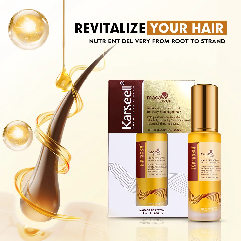 Karseell 50ml aceite de argán marroquí para la curación del cabello aceite de argán prensado en frío sin peso suero para el cabello seco y dañado