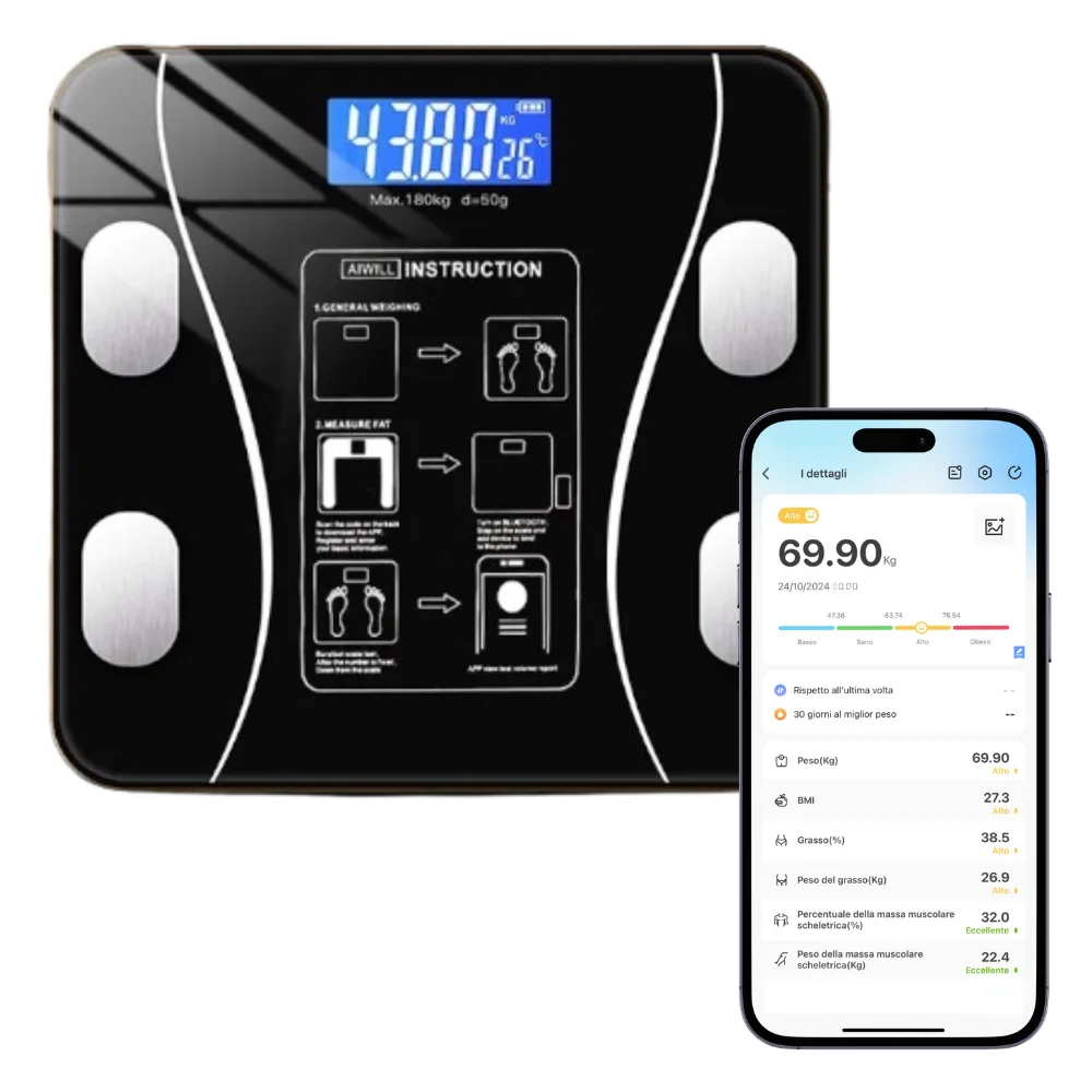 Los personas de peso balanza Bluetooth 180kg con la aplicación completa de monitoreo de la composición corporal