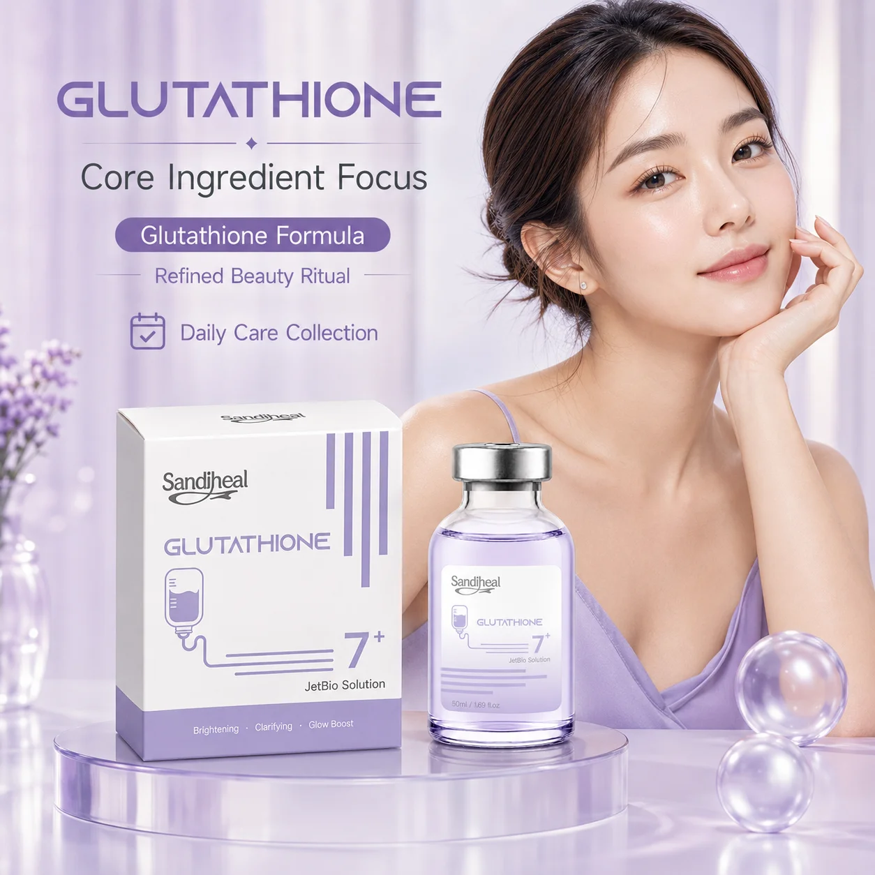 SandiHeal JetBio Series PDRN NAD+ Serum Exome GSH Cuidado Facial Coreano con ADN y Péptidos, Hidratante y Suavizante, Esencia de Belleza para Salón