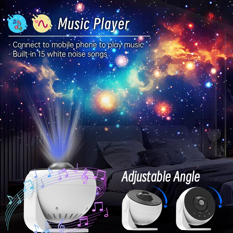Proyector de estrellas, luz nocturna de galaxia, disco HD Lmage, proyector planetario mejorado con Control remoto, función Bluetooth para habitación