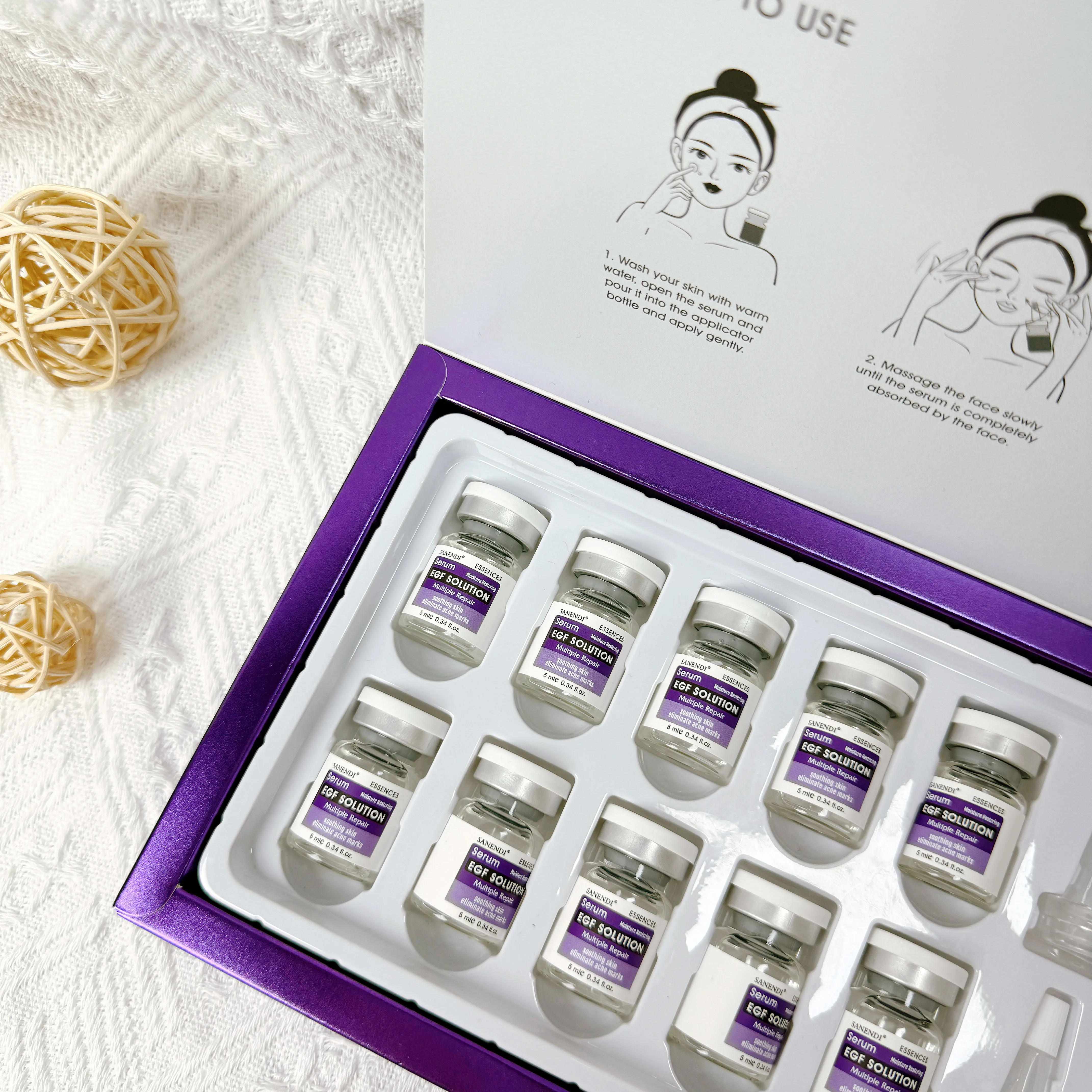 Producto coreano para el cuidado de la piel, serie Sanendi AQUA, esencia VC, juego de cuidado Facial hidratante y nutritivo calmante, 5ml x 10