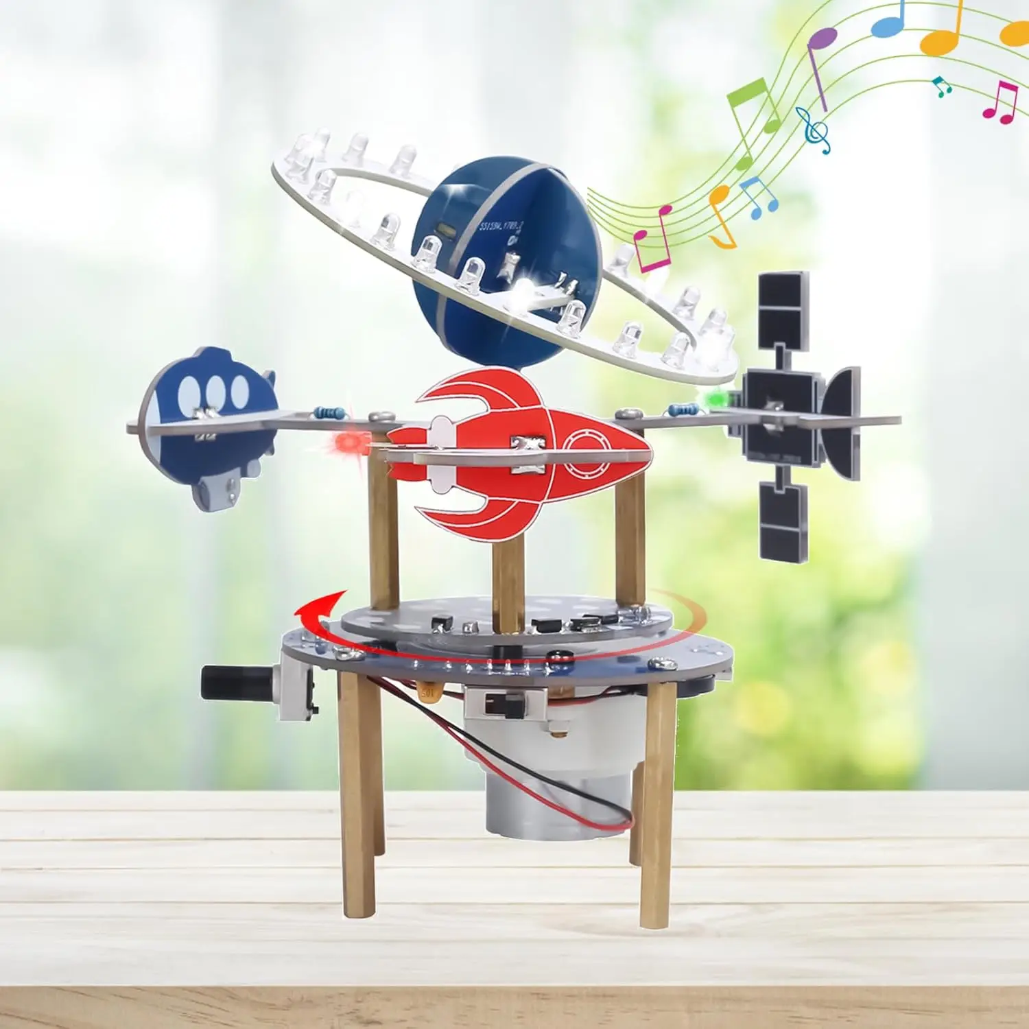 Modelo Espacial 3D, Proyecto de Soldadura DIY, Rotación Inalámbrica con Música y Luces LED, Kit Electrónico, Proyecto STEM