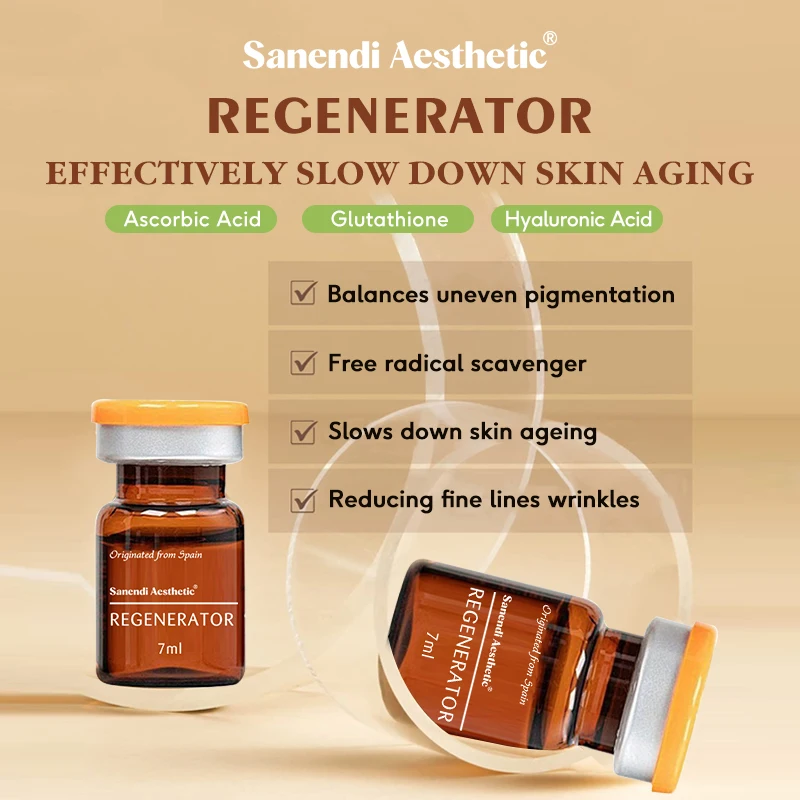 SANENDI - Suero Facial con Vitamina C, Ampolla Hidratante y Aclarante con GSH, Ácido Hialurónico, Glutatión, Antioxidante, para una Piel Suave y Radiante