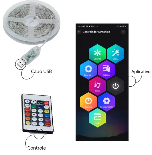 Flashes LED Ribbon RGB 10M con control de voz y aplicación Bluetooth USB Decoración navideña-Neverdie Store