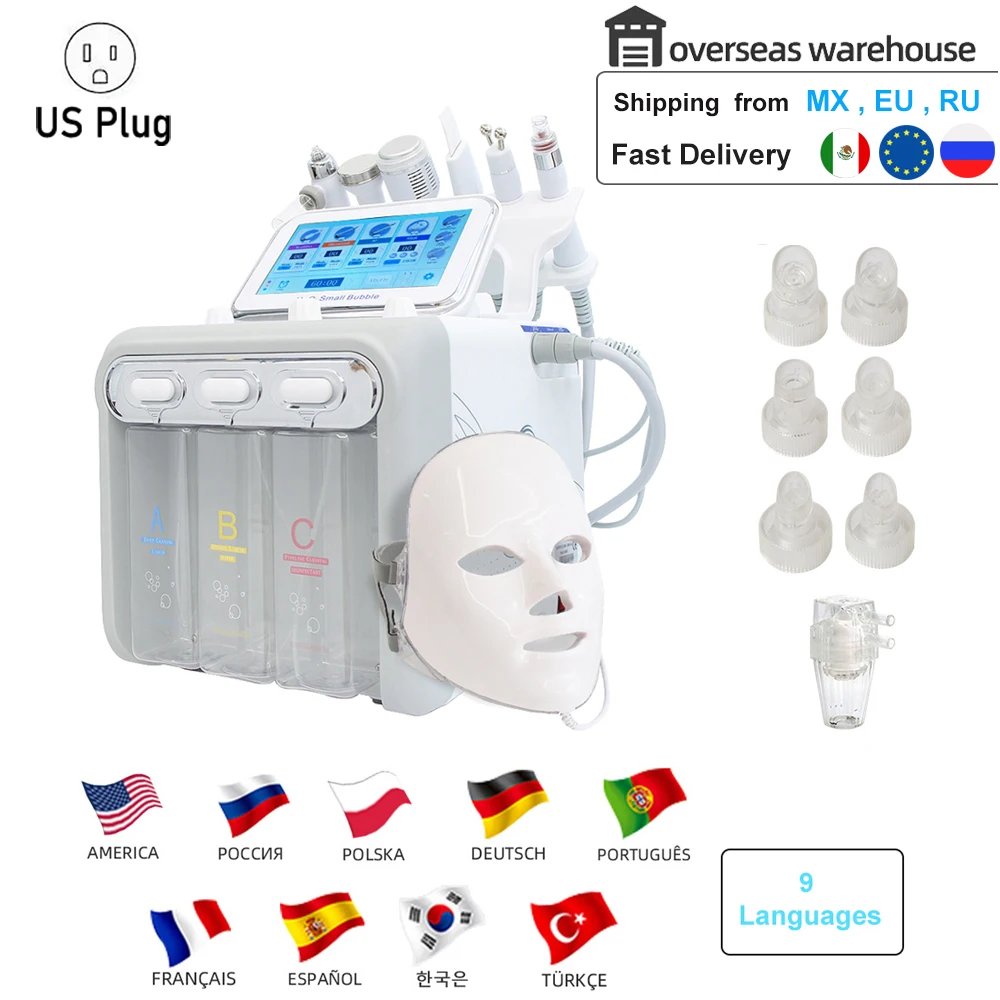 Dispositivo de belleza Facial 6/7 en 1, eliminador de espinillas de limpieza profunda, limpiador de poros hidratante para rejuvenecimiento de la piel, máquina exfoliante