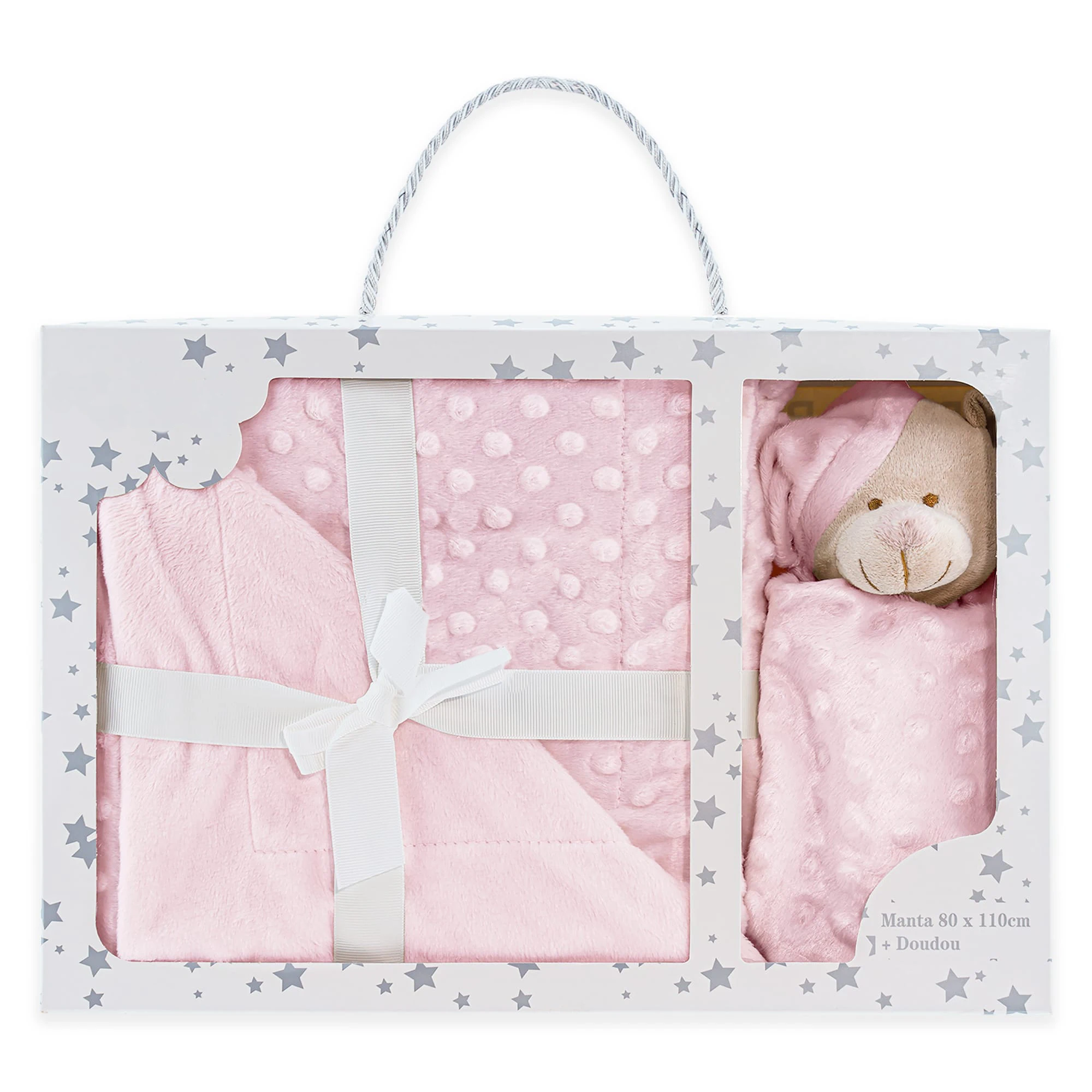 Manta Burbuja y Dou Dou Osito Manta extrasuave + doudou Osito Tacto Aterciopelado, Set de Regalo Bebe, Lavable, Textura en Relie
