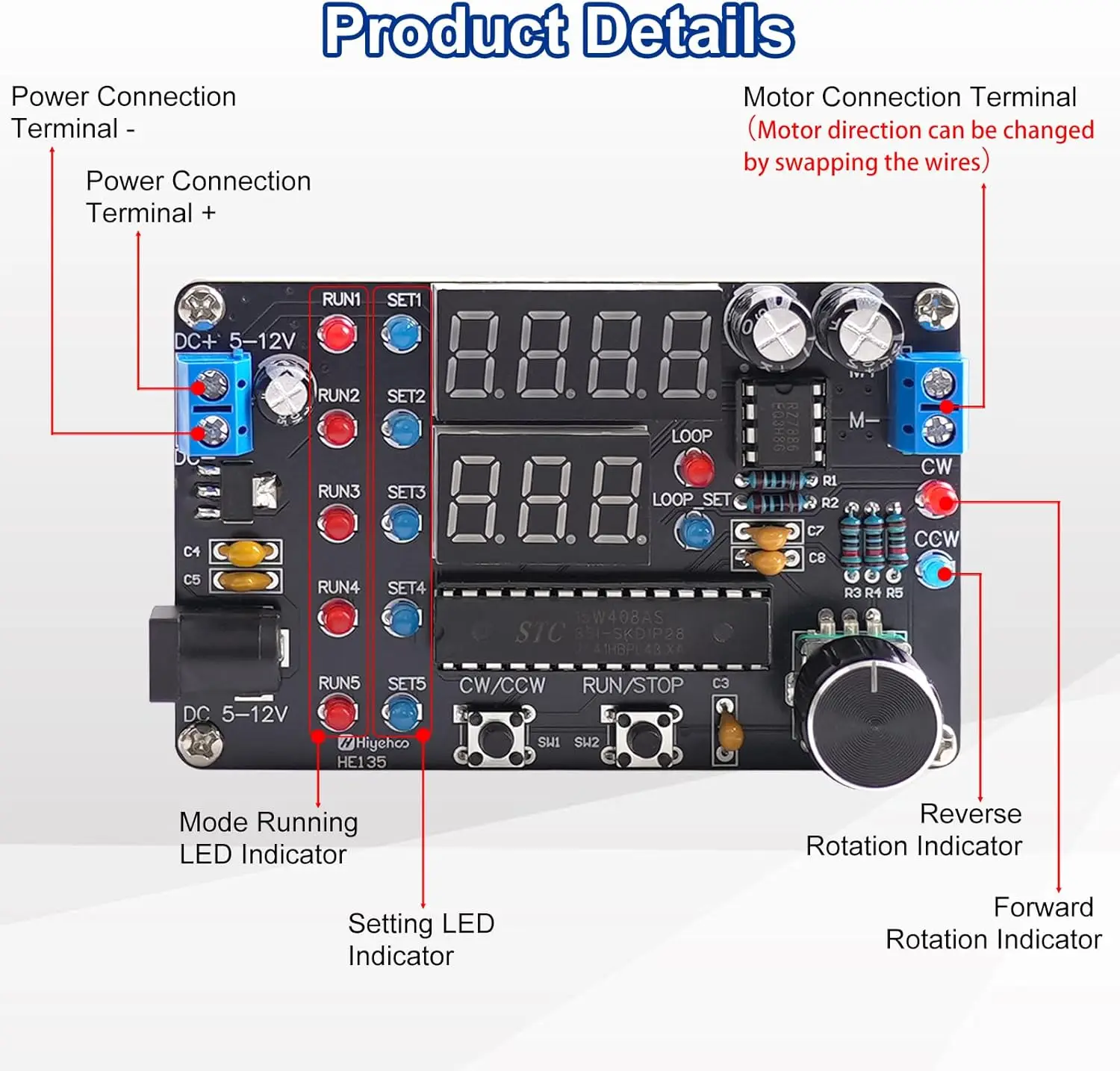 Kit de Práctica de Soldadura para Controlador de Velocidad de Motor DC Programable, Módulo de Control de Motor DIY con Temporizador de Avance/Retroceso y Modos de Bucle
