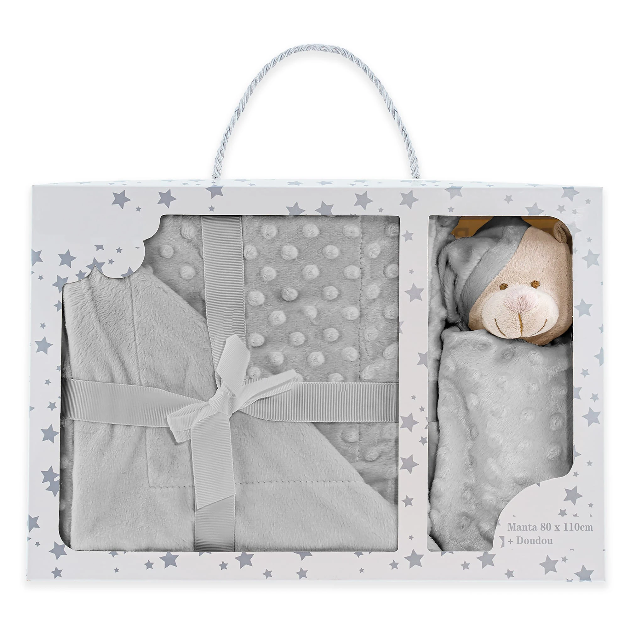 Manta Burbuja y Dou Dou Osito Manta extrasuave + doudou Osito Tacto Aterciopelado, Set de Regalo Bebe, Lavable, Textura en Relie