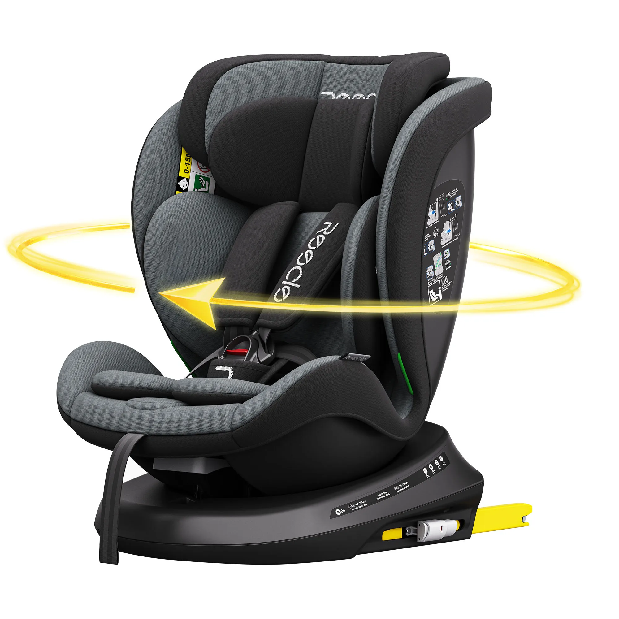 Silla de Auto para Bebé Reecle I-Size 360 Giratoria, 40-150 cm (0-12 Años), Compatible con ISOFIX