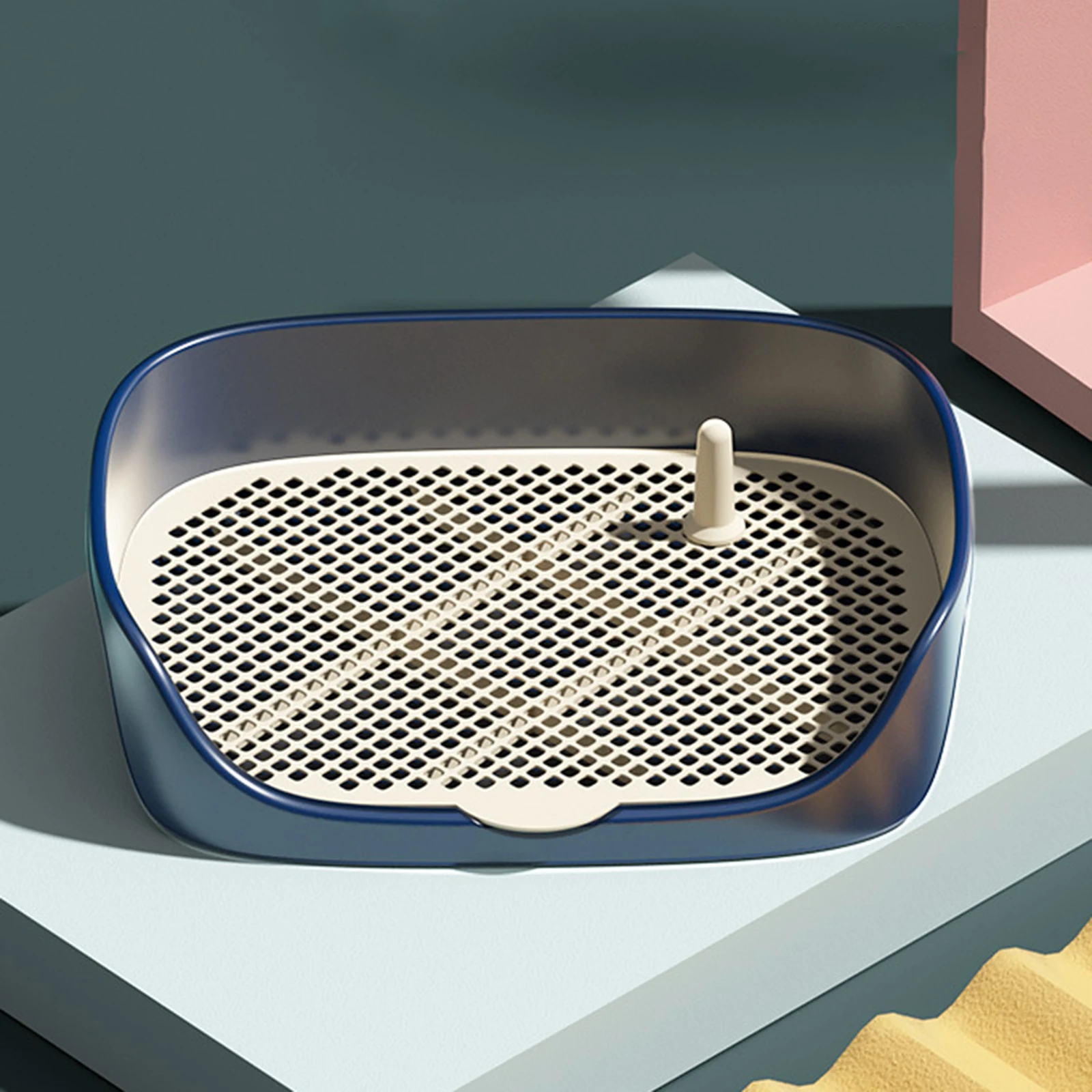 Inodoro para perros y gatos, portátil, para interiores y exteriores, con protección, soporte para almohadilla de entrenamiento de pared, lavabo, caja de arena, entrenador Corne
