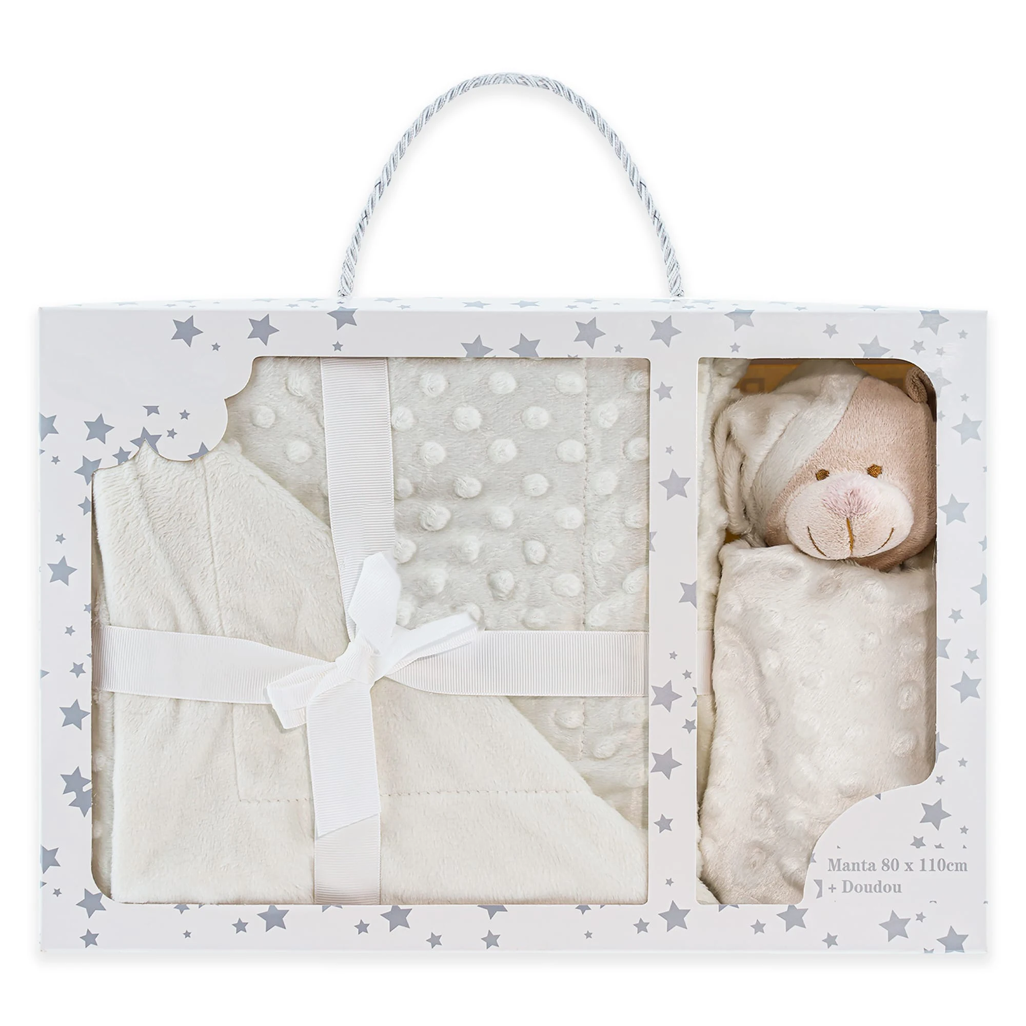 Manta Burbuja y Dou Dou Osito Manta extrasuave + doudou Osito Tacto Aterciopelado, Set de Regalo Bebe, Lavable, Textura en Relie