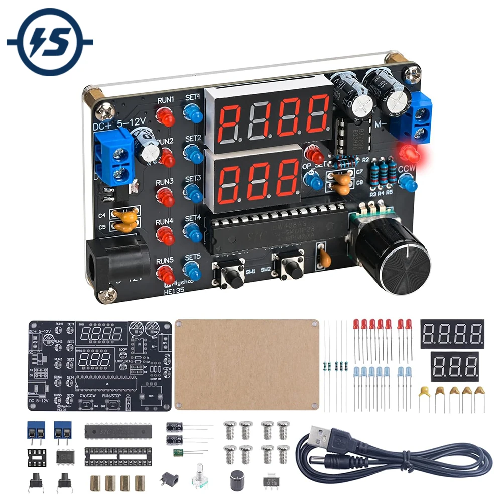 Kit de Práctica de Soldadura para Controlador de Velocidad de Motor DC Programable, Módulo de Control de Motor DIY con Temporizador de Avance/Retroceso y Modos de Bucle