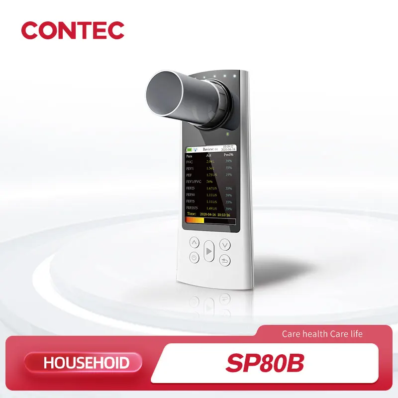CONTEC Espirómetro Digital Bluetooth SP80B Espirometría Vitalógrafo Diagnóstico de Respiración Pulmonar + Software para PC