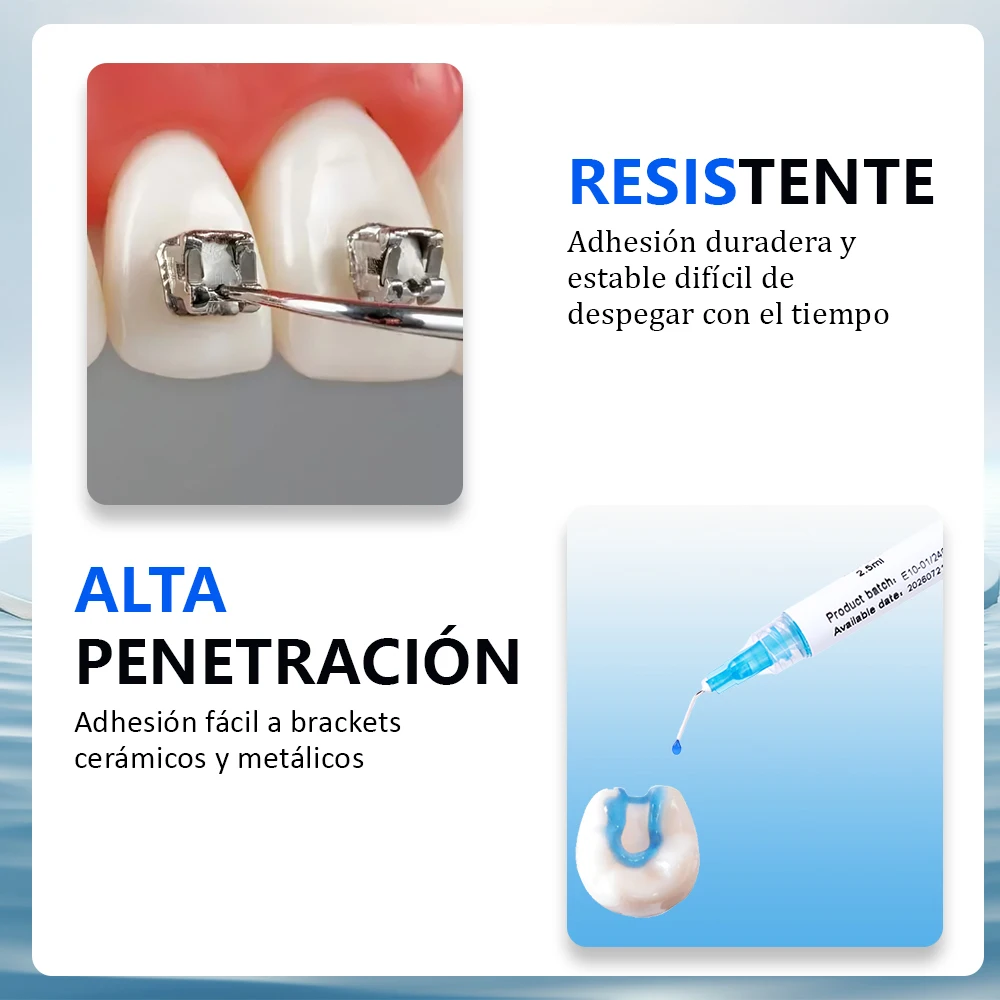 Aparatos dentales adhesivos de pegamento azul ortodoncia Universal curado ligero para tubo de soporte decoración de cristal Kit de tirantes de pegamento para dientes Wit
