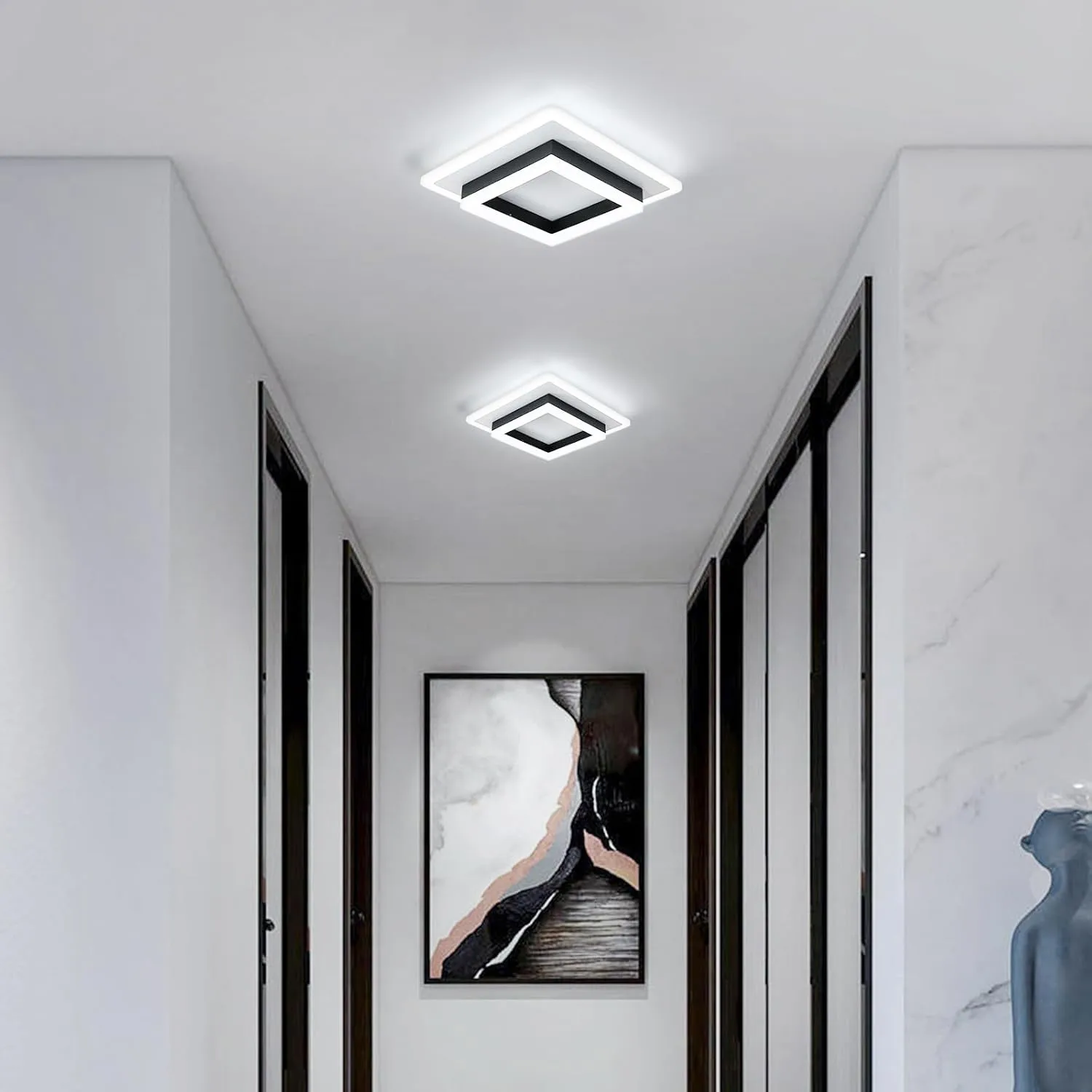 Lámpara de techo LED moderna de acrílico cuadrado, luces de techo LED blancas de 6500K para dormitorio, oficina, cocina, sala de estar