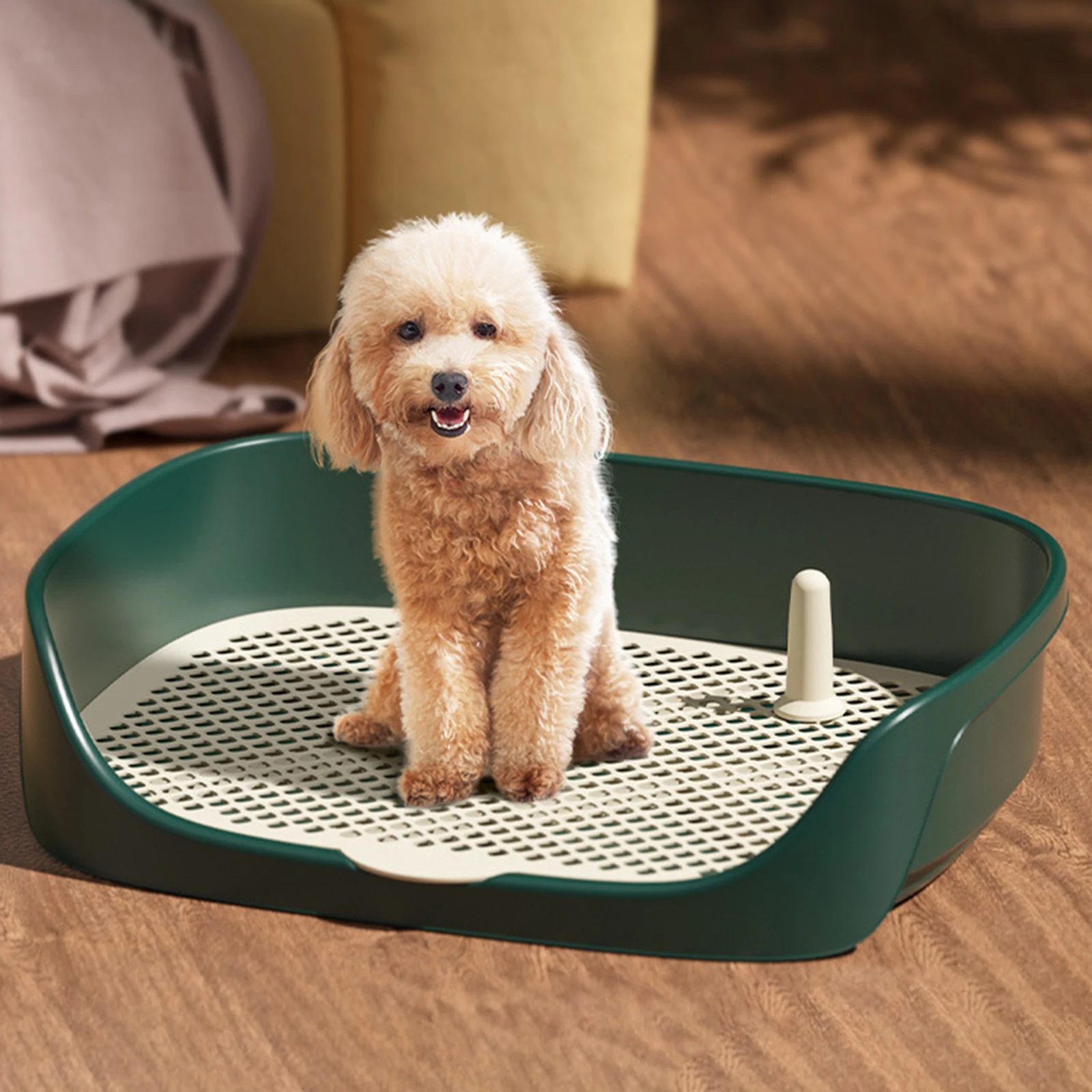 Inodoro para perros y gatos, portátil, para interiores y exteriores, con protección, soporte para almohadilla de entrenamiento de pared, lavabo, caja de arena, entrenador Corne