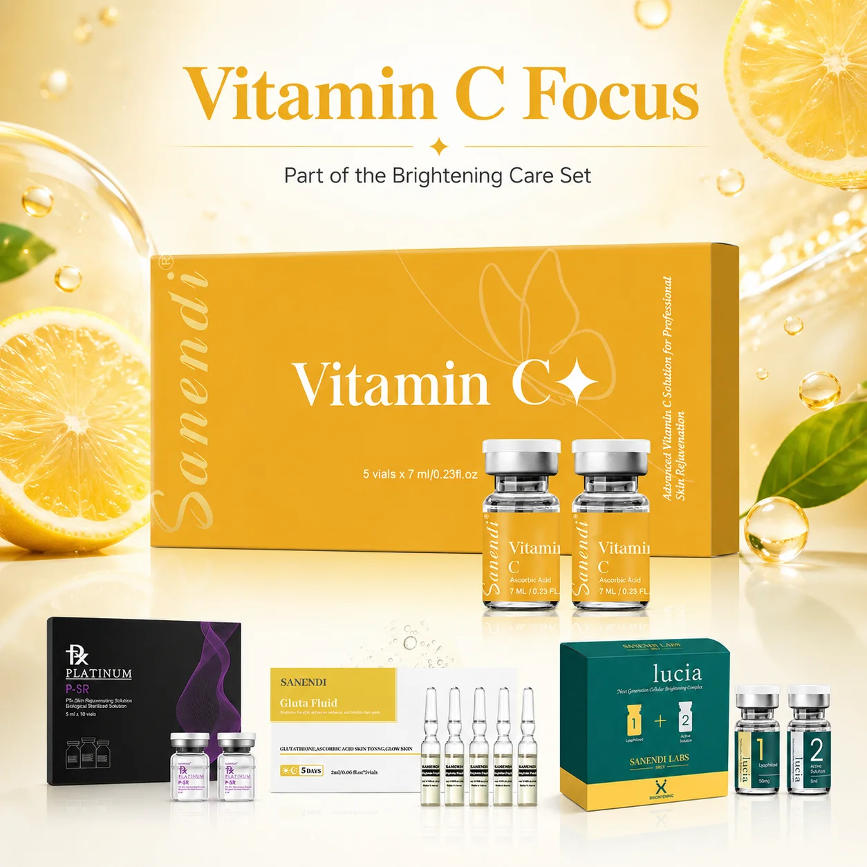 SANENDI MESOseries Set para una Piel Radiante, Sérum Potenciador de la Piel con GSH y Vitamina C para el Rostro, Sérum Demapen, Solución Hidratante para una Piel Radiante, Cuidado de la Piel Coreano