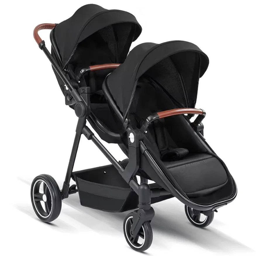 Cochecito Doble para Bebés, Multifuncional 3 en 1, con Dos Asientos de Auto para Niños