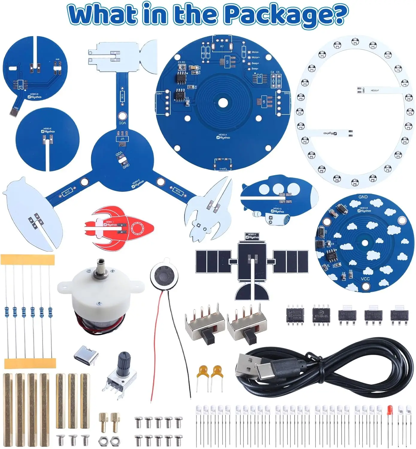 Modelo Espacial 3D, Proyecto de Soldadura DIY, Rotación Inalámbrica con Música y Luces LED, Kit Electrónico, Proyecto STEM