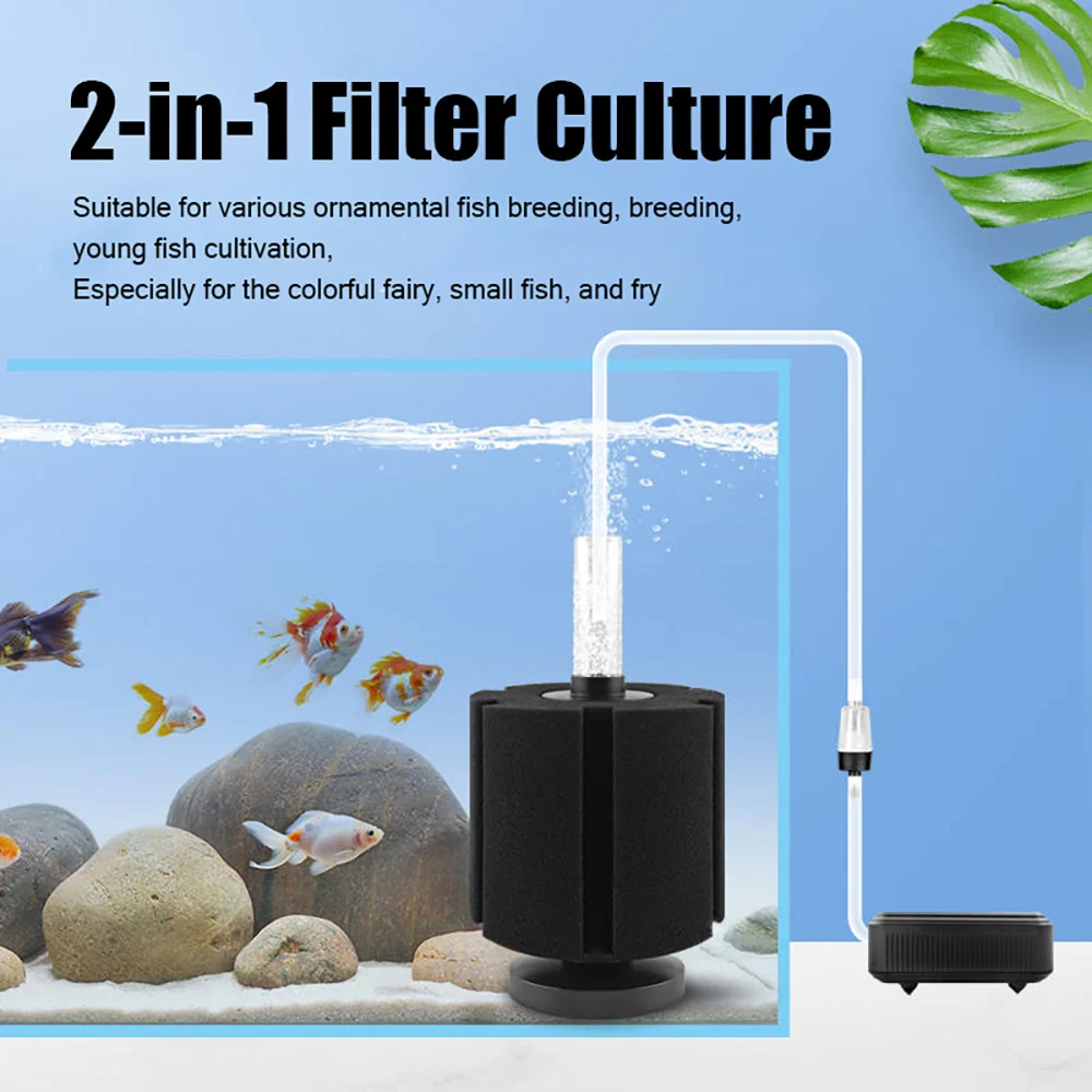 Bomba de aire para tanque de peces, 3 tamaños, espumadera, accesorios de filtro de peces para acuario, práctico filtro de esponja bioquímica para acuario FA011