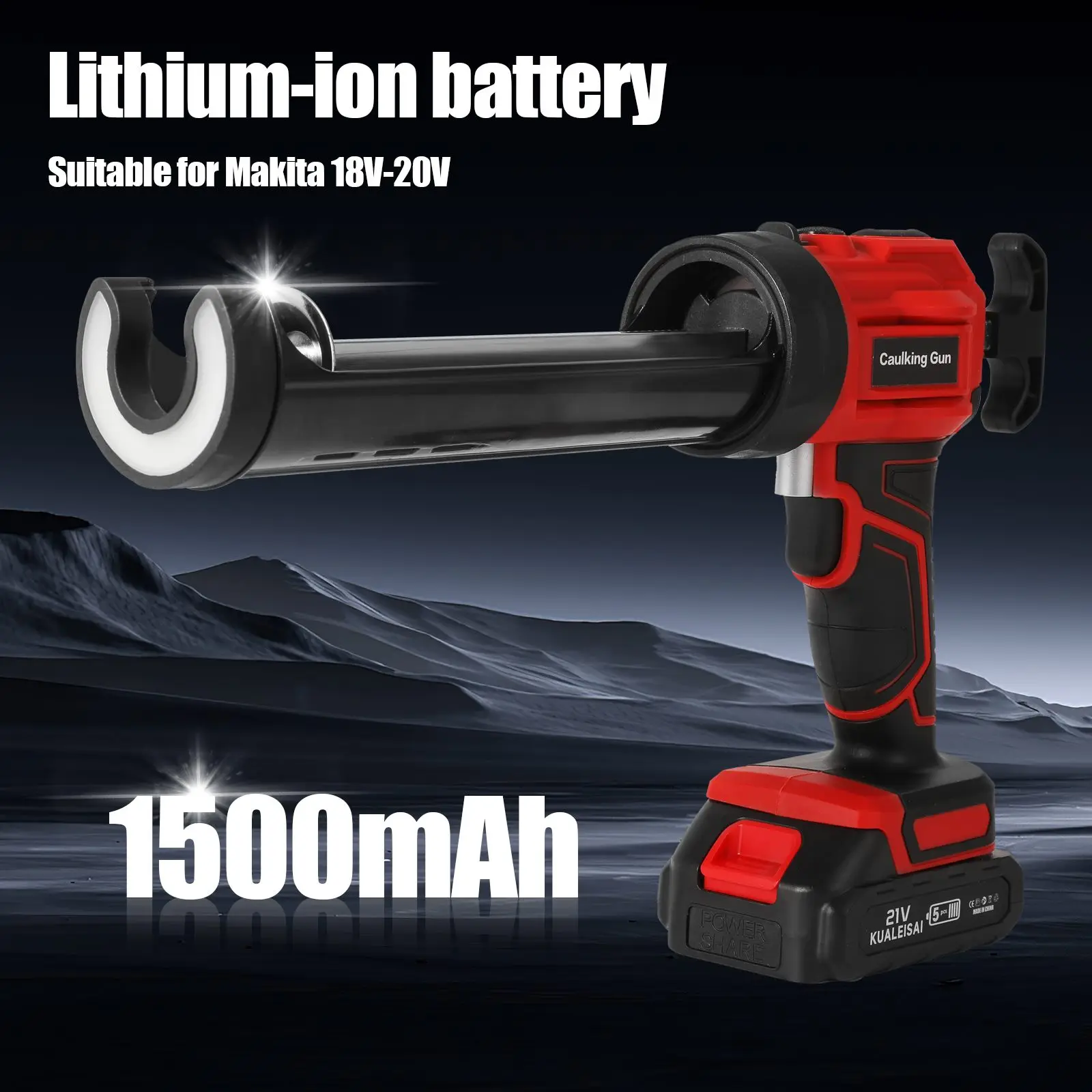 Pistola de calafateo inalámbrica de 18V/20V, 4 velocidades variables, reverso automático, antigoteo, luz de trabajo LED de 450LM, compatible con Makita BL1815 BL1860, pistola selladora de 300ml/10oz para sellado de ventanas y paredes
