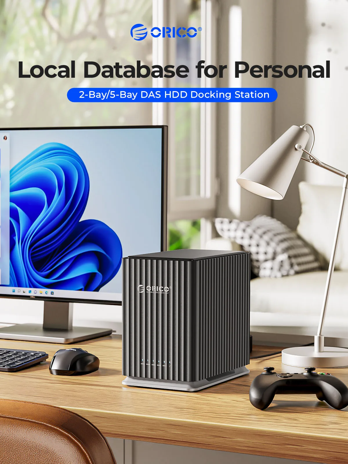 ORICO HDD estación de acoplamiento 2Bay 5Bay tipo C almacenamiento Personal 12V 4A fuente de alimentación diseño silencioso fuerte disipación de calor 3,5"