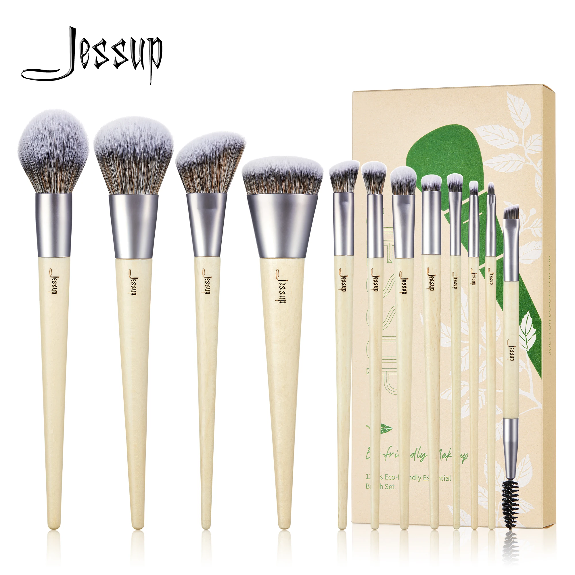 Jessup-Juego de brochas de maquillaje, base en polvo sintético Premium, corrector en ángulo, mezcla de sombra de ojos, brocha de maquillaje para cejas Duo T327