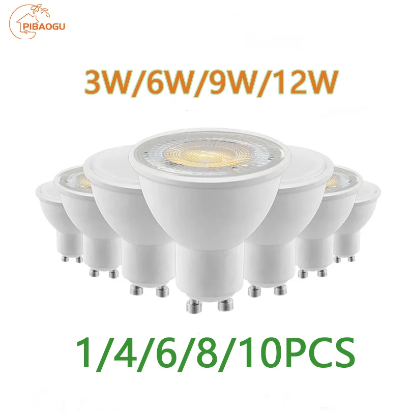 1-10 Uds. Foco LED GU10 AC220V bombilla LED de ahorro de energía 3W 6W 9W 12W bombilla LED para foco lámpara de 38 grados para el hogar