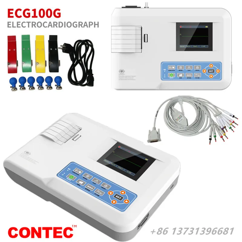 CONTEC ECG100G Cable de monitor de máquina EKG de electrocardiógrafo de un solo canal portátil + impresora